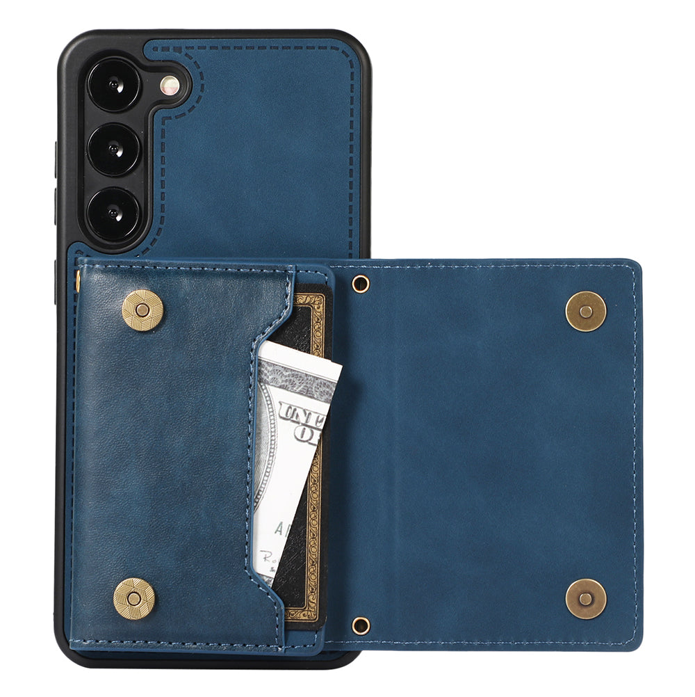 For Samsung Galaxy S24+ Case Wallet RFID Blocking Phone Kickstand Cover - Blue