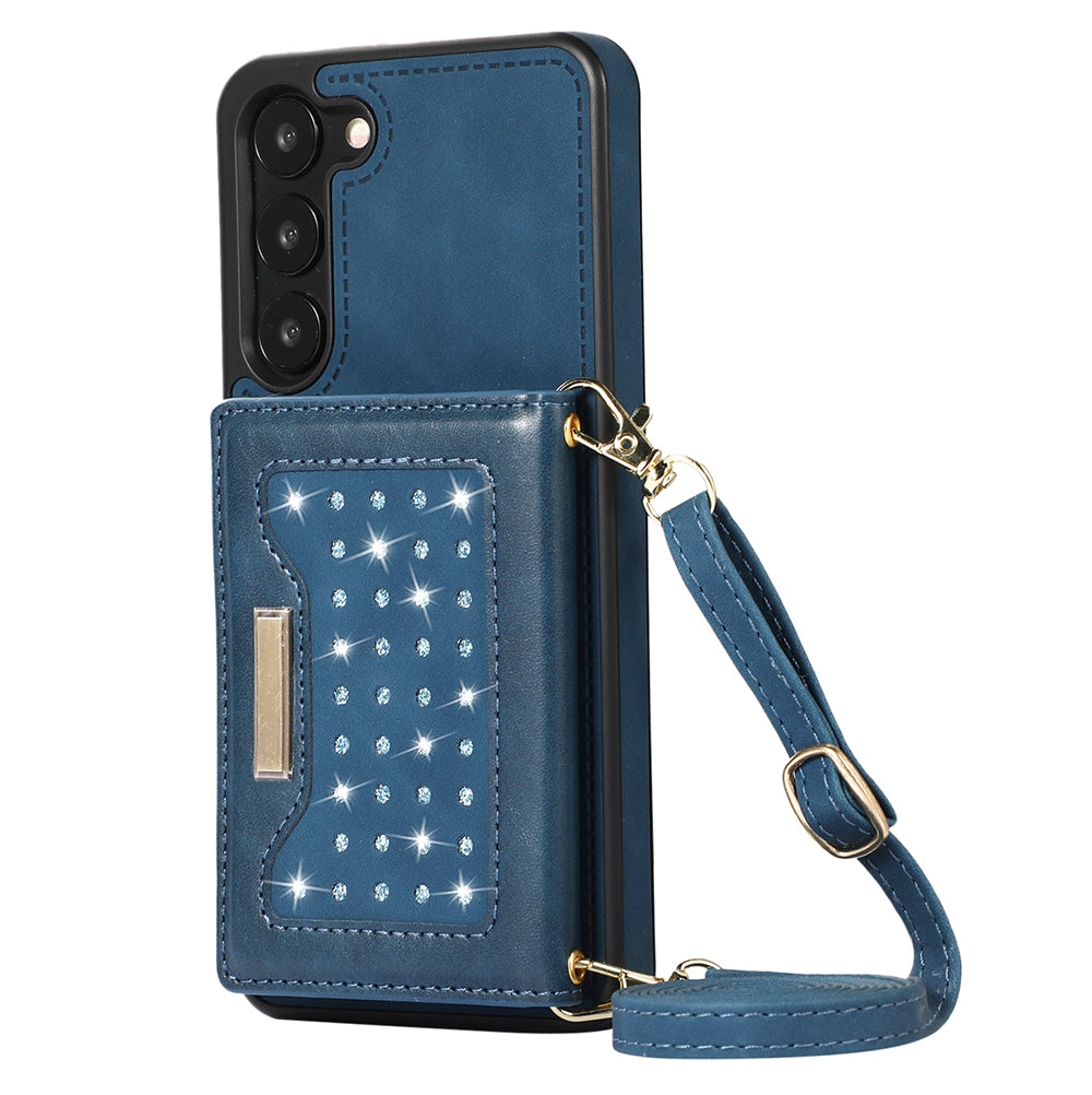 For Samsung Galaxy S24+ Case Wallet RFID Blocking Phone Kickstand Cover - Blue