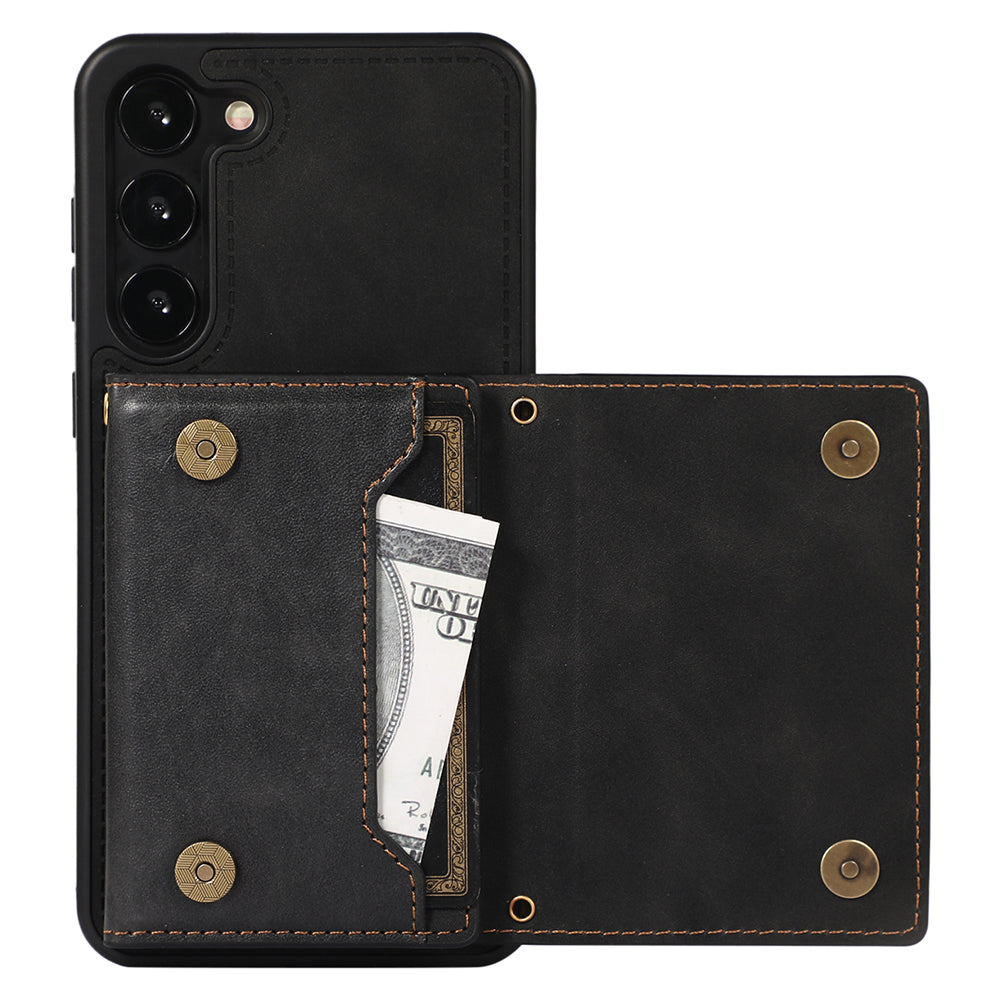 For Samsung Galaxy S24 Kickstand Case RFID Blocking Wallet Phone Cover - Black