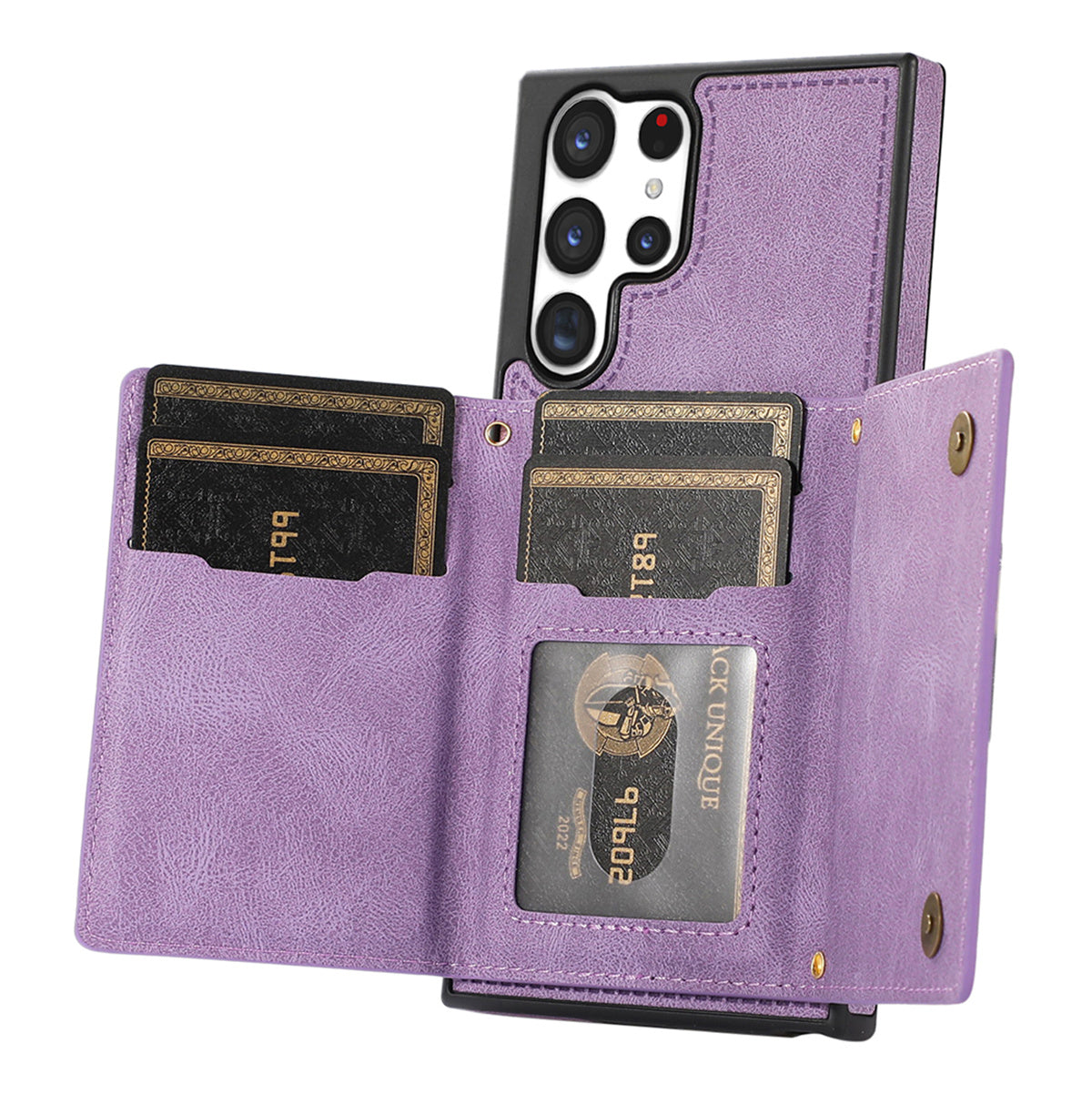 For Samsung Galaxy S24 Ultra Case Rhinestone Phone Cover with Wallet RFID Blocking - Purple