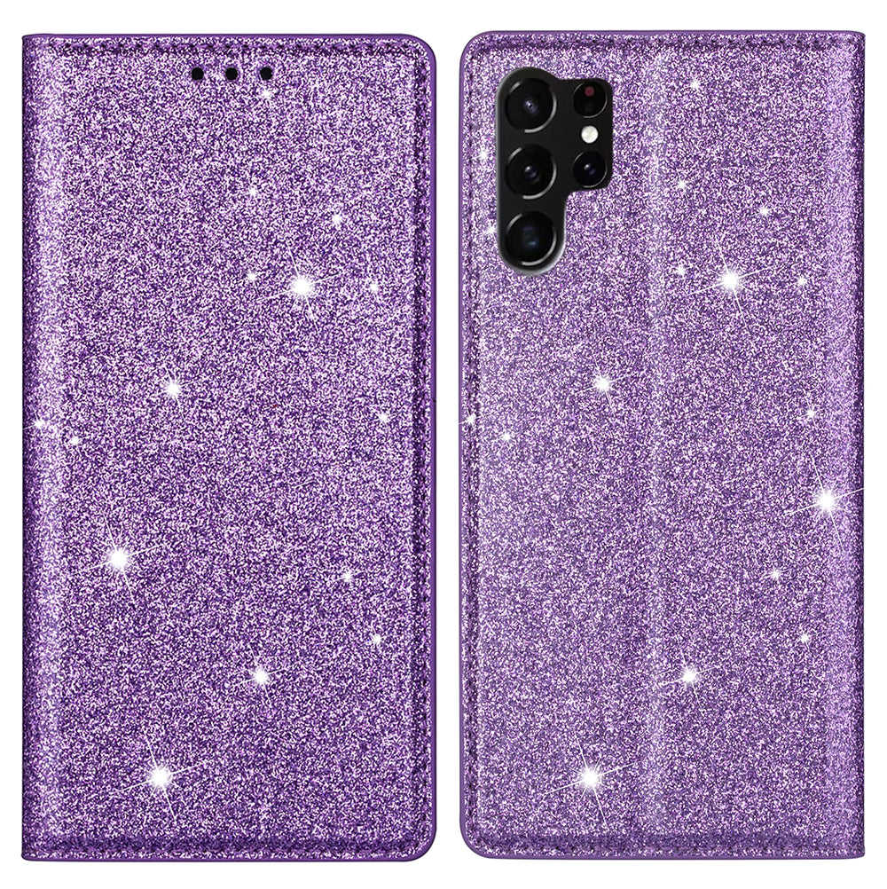 For Samsung Galaxy S24 Ultra Case Card Holder PU Leather Stand Cover - Purple