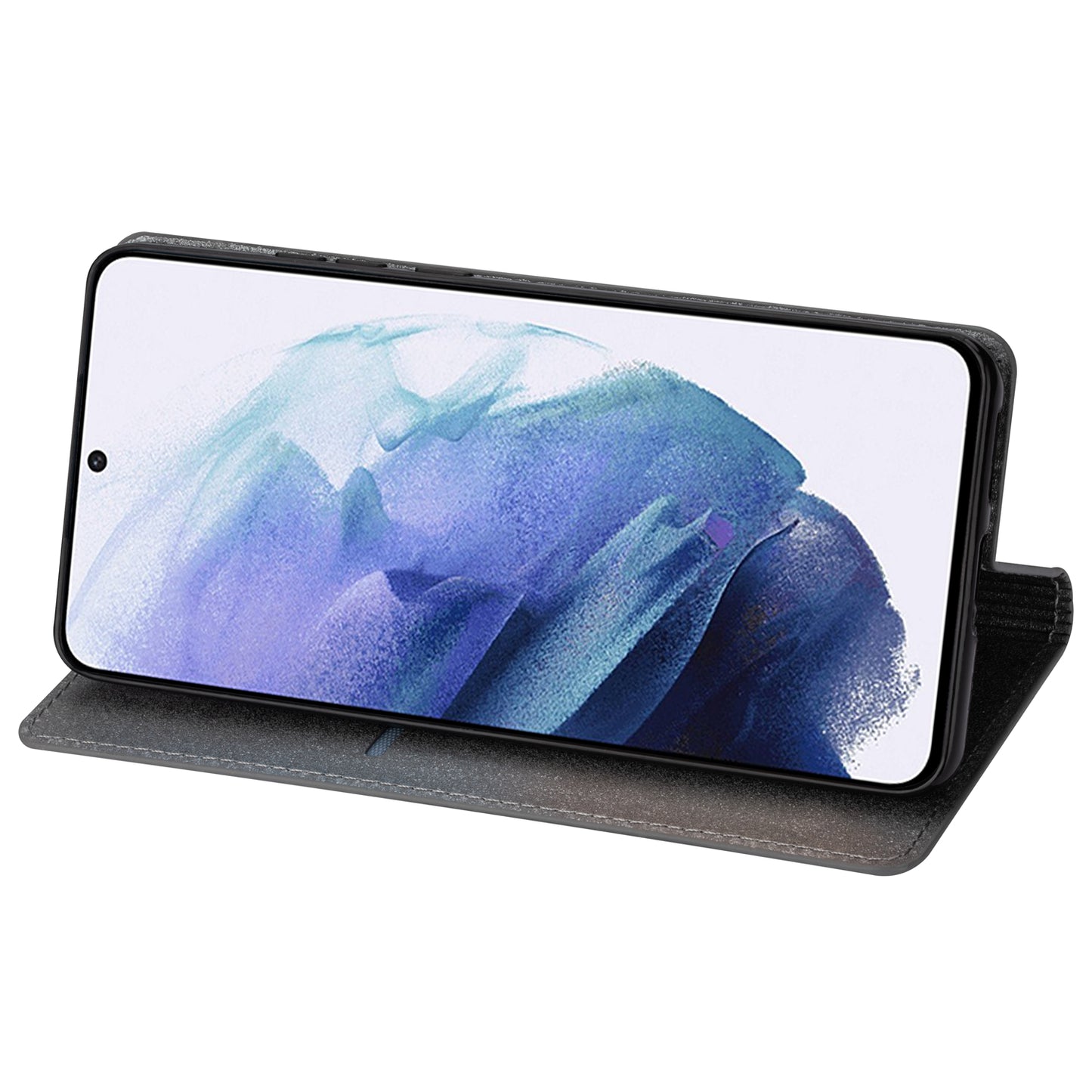 For Samsung Galaxy S24 Ultra Case Card Holder PU Leather Stand Cover - Grey
