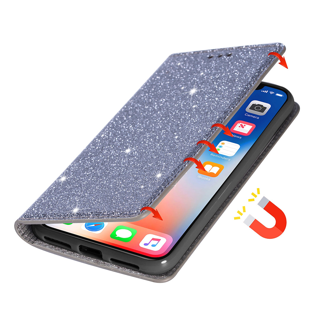For Samsung Galaxy S24 Ultra Case Card Holder PU Leather Stand Cover - Grey