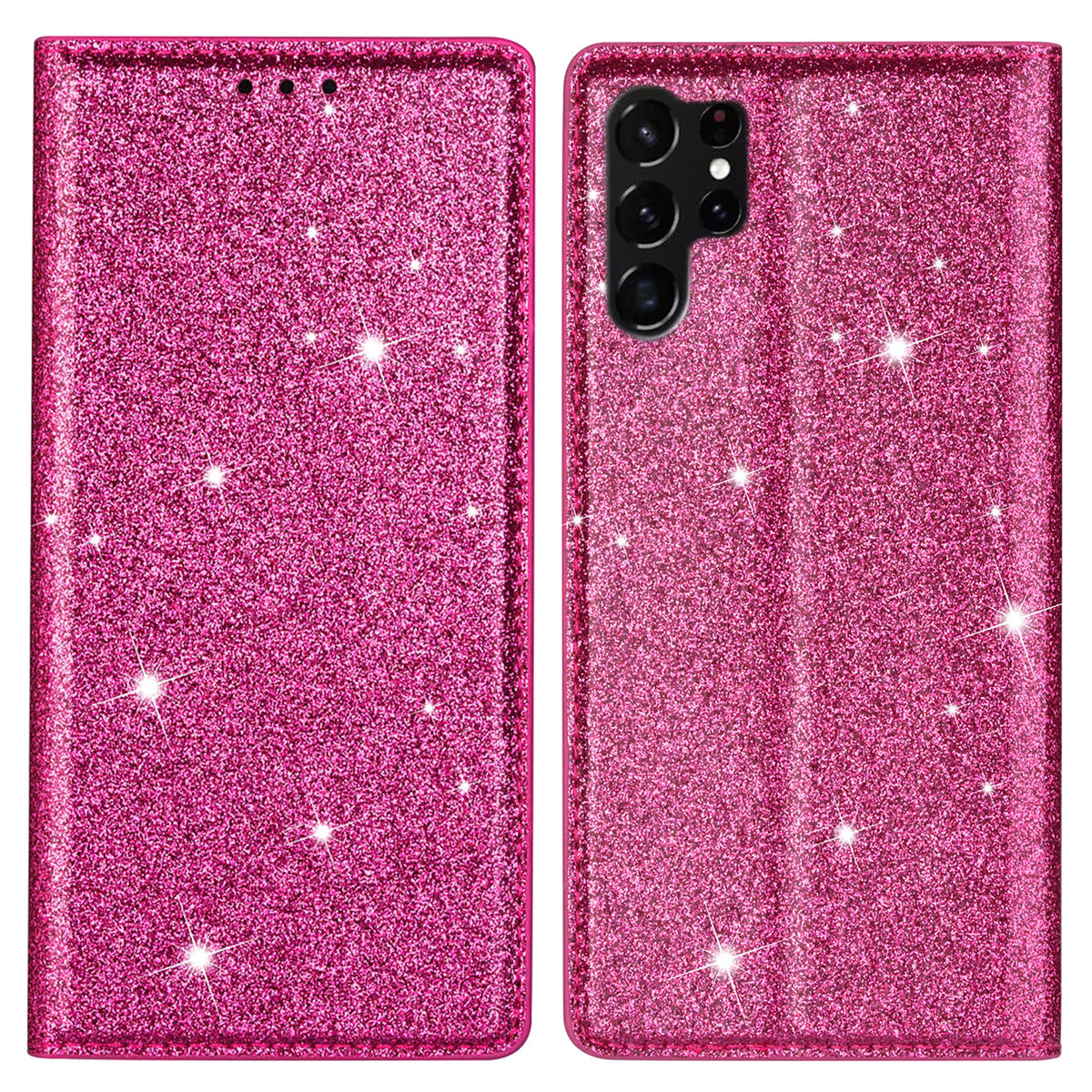 For Samsung Galaxy S24 Ultra Case Card Holder PU Leather Stand Cover - Rose