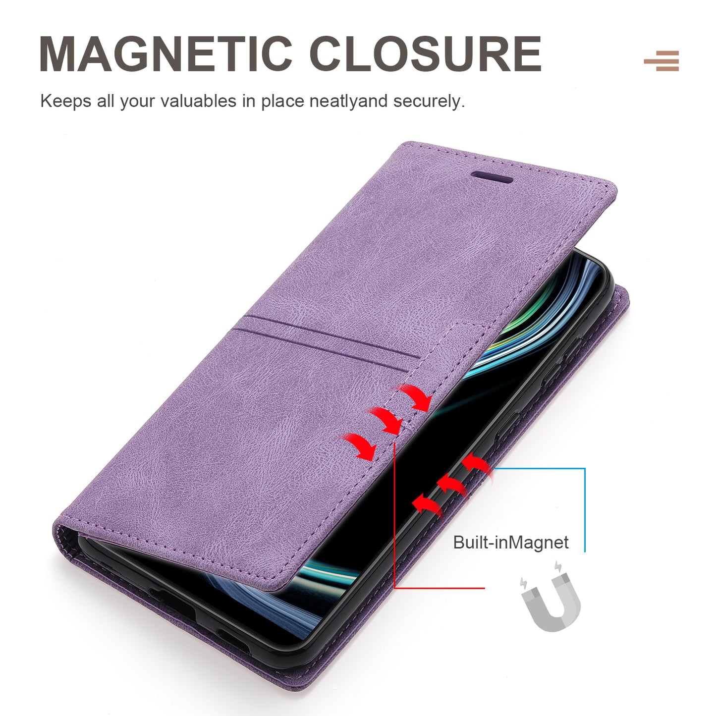 For Samsung Galaxy S24 Leather Case Anti-drop Wallet Phone Cover - Purple