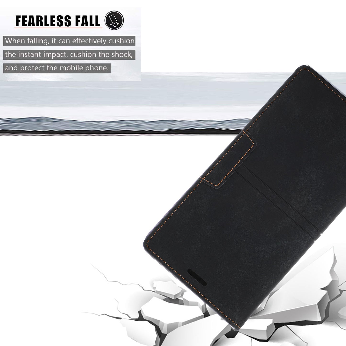 For Samsung Galaxy S24 Leather Case Anti-drop Wallet Phone Cover - Black