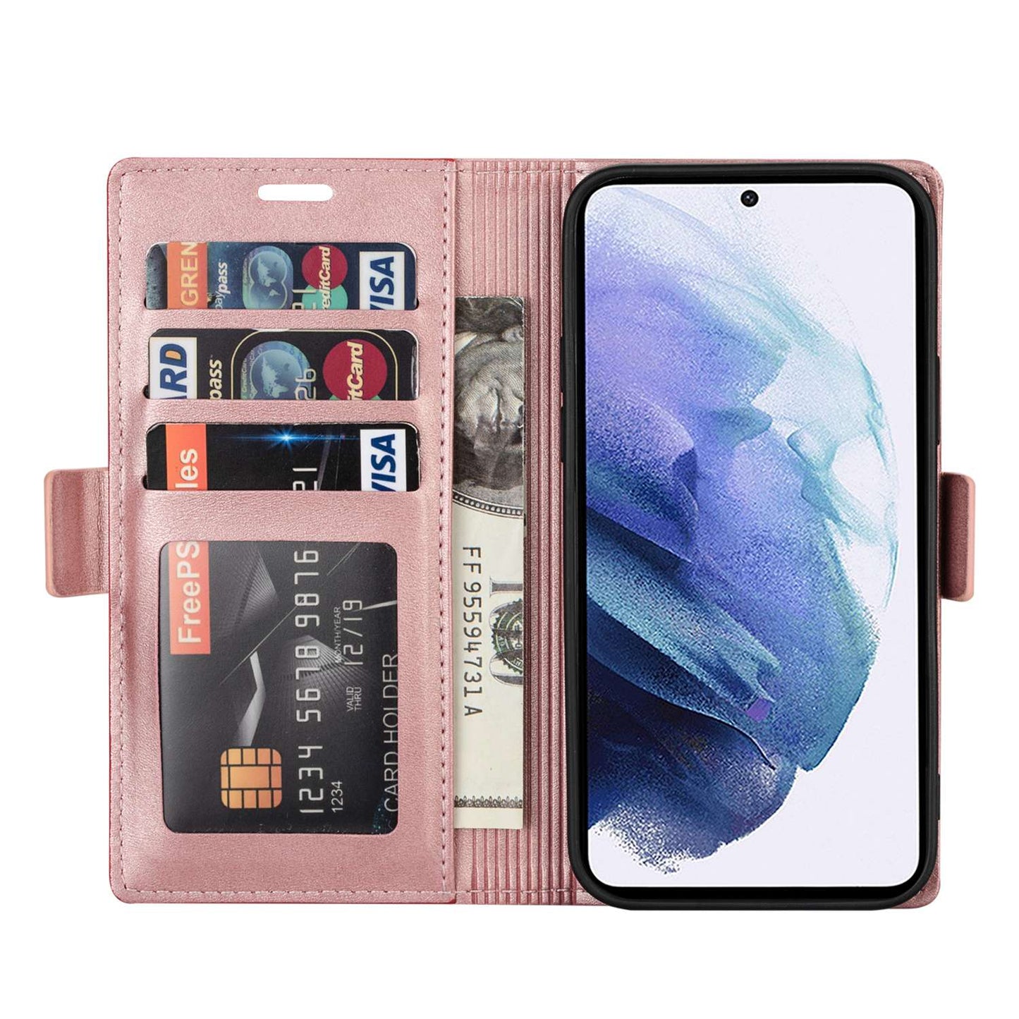 N.BEKUS For Samsung Galaxy S24 Case Skin-touch PU Leather Stand Cover - Rose Gold
