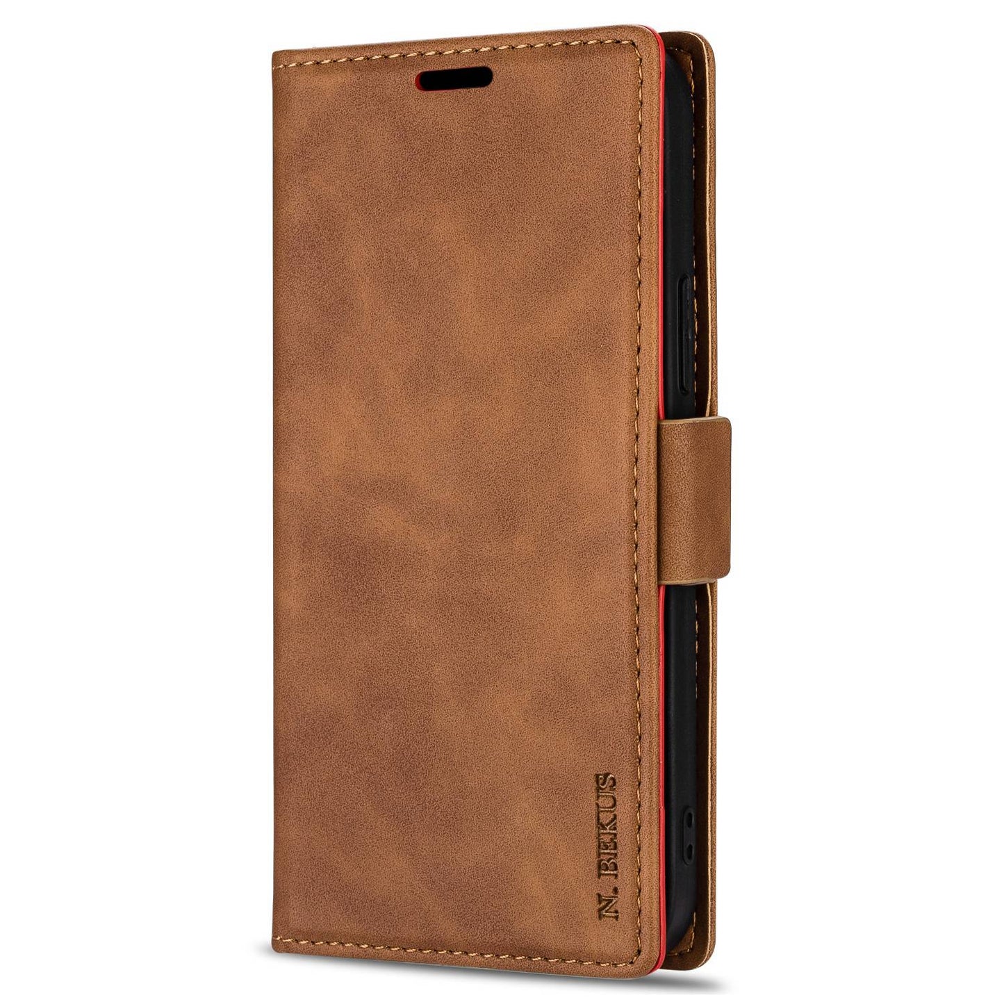 N.BEKUS For Samsung Galaxy S24 Case Skin-touch PU Leather Stand Cover - Brown