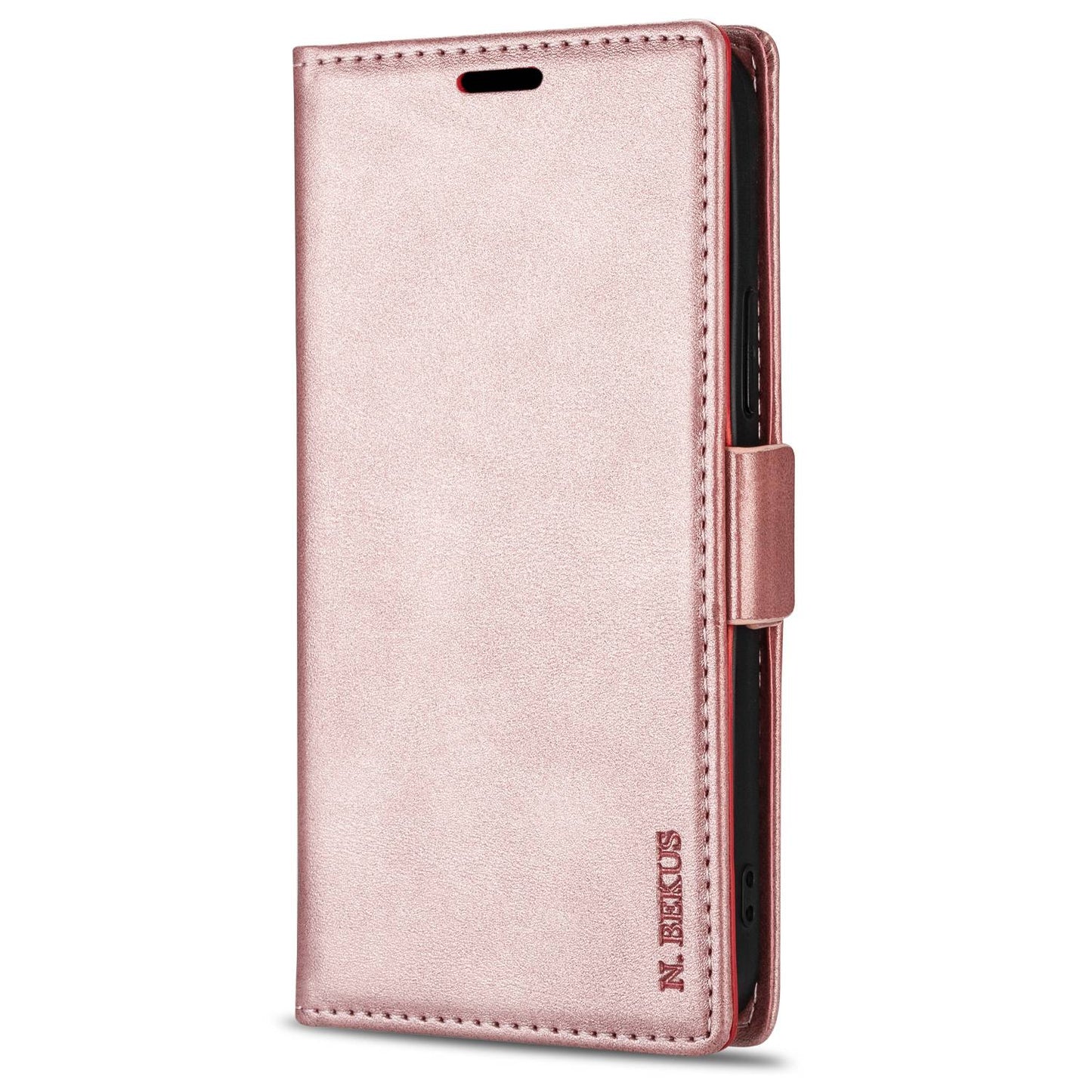 N.BEKUS For Samsung Galaxy S24+ Leather Case Solid Color Phone Cover - Rose Gold