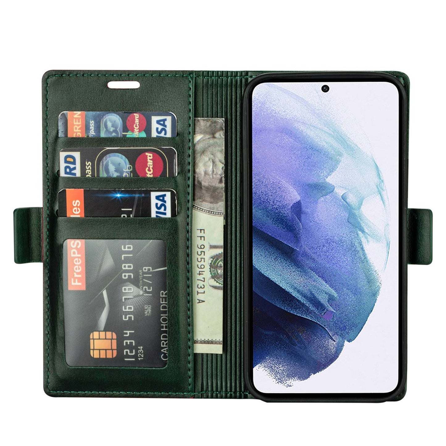 N.BEKUS For Samsung Galaxy S24+ Leather Case Solid Color Phone Cover - Green