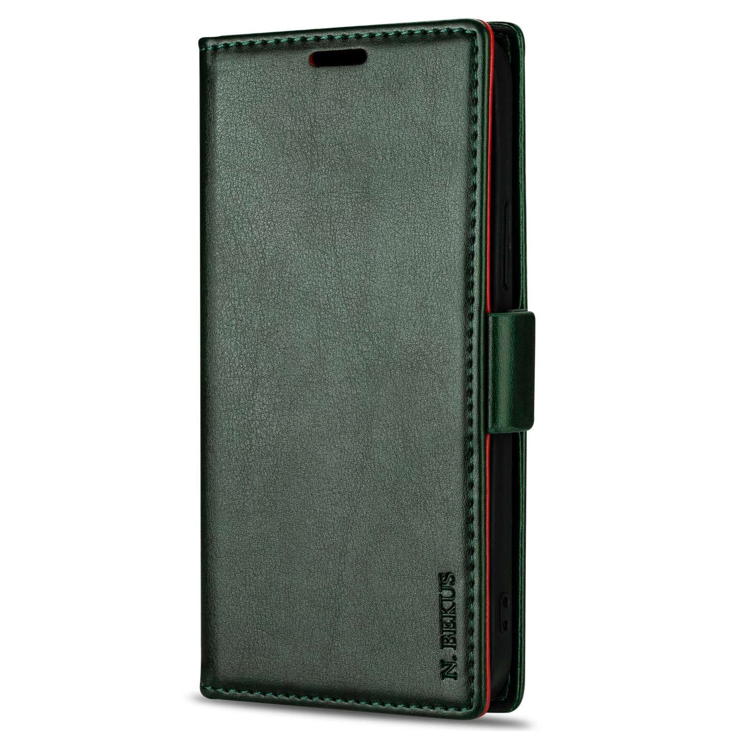 N.BEKUS For Samsung Galaxy S24+ Leather Case Solid Color Phone Cover - Green