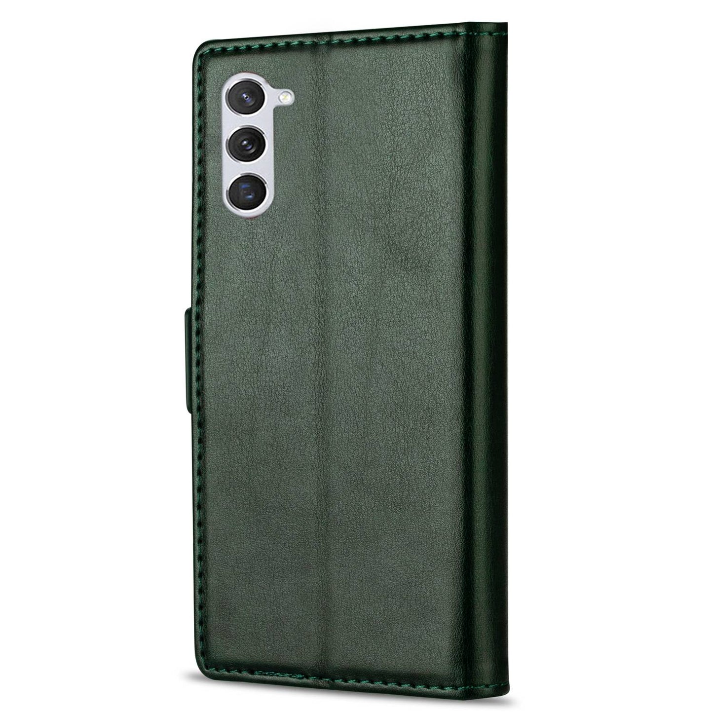 N.BEKUS For Samsung Galaxy S24+ Leather Case Solid Color Phone Cover - Green