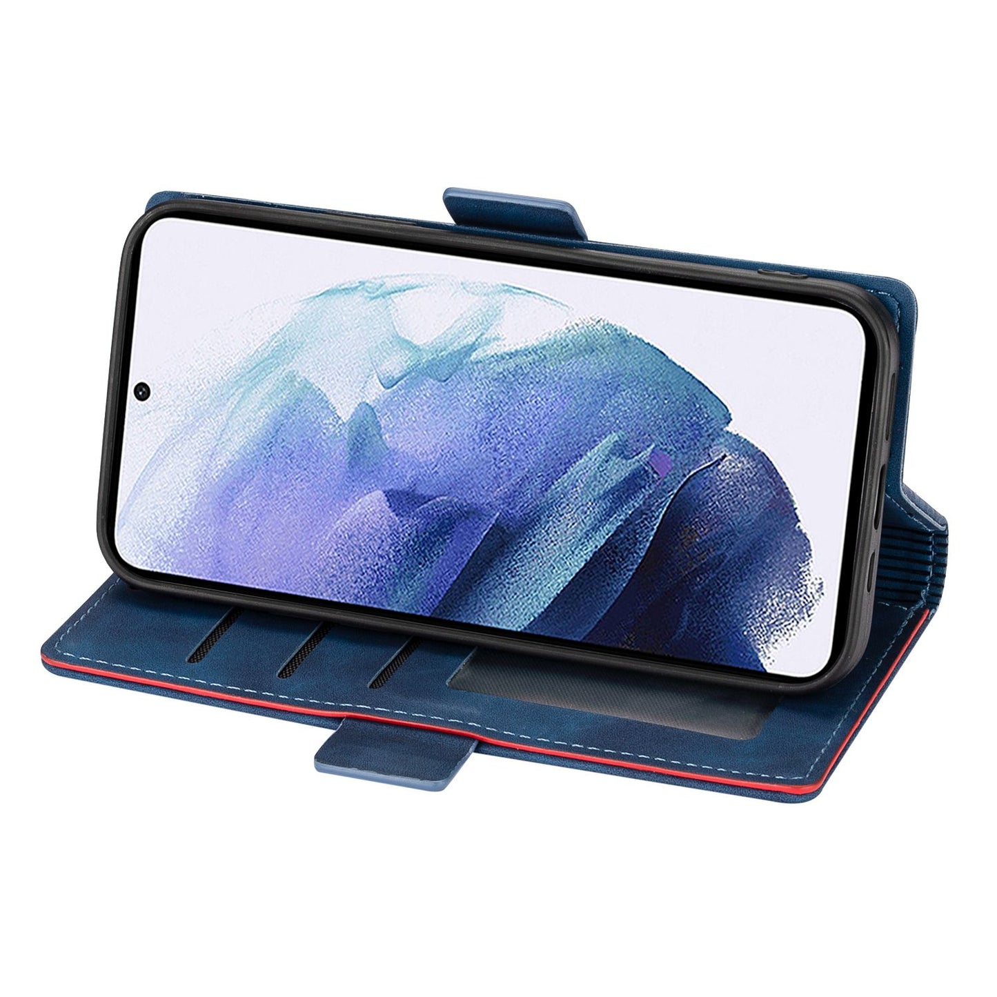 N.BEKUS For Samsung Galaxy S24+ Leather Case Solid Color Phone Cover - Blue