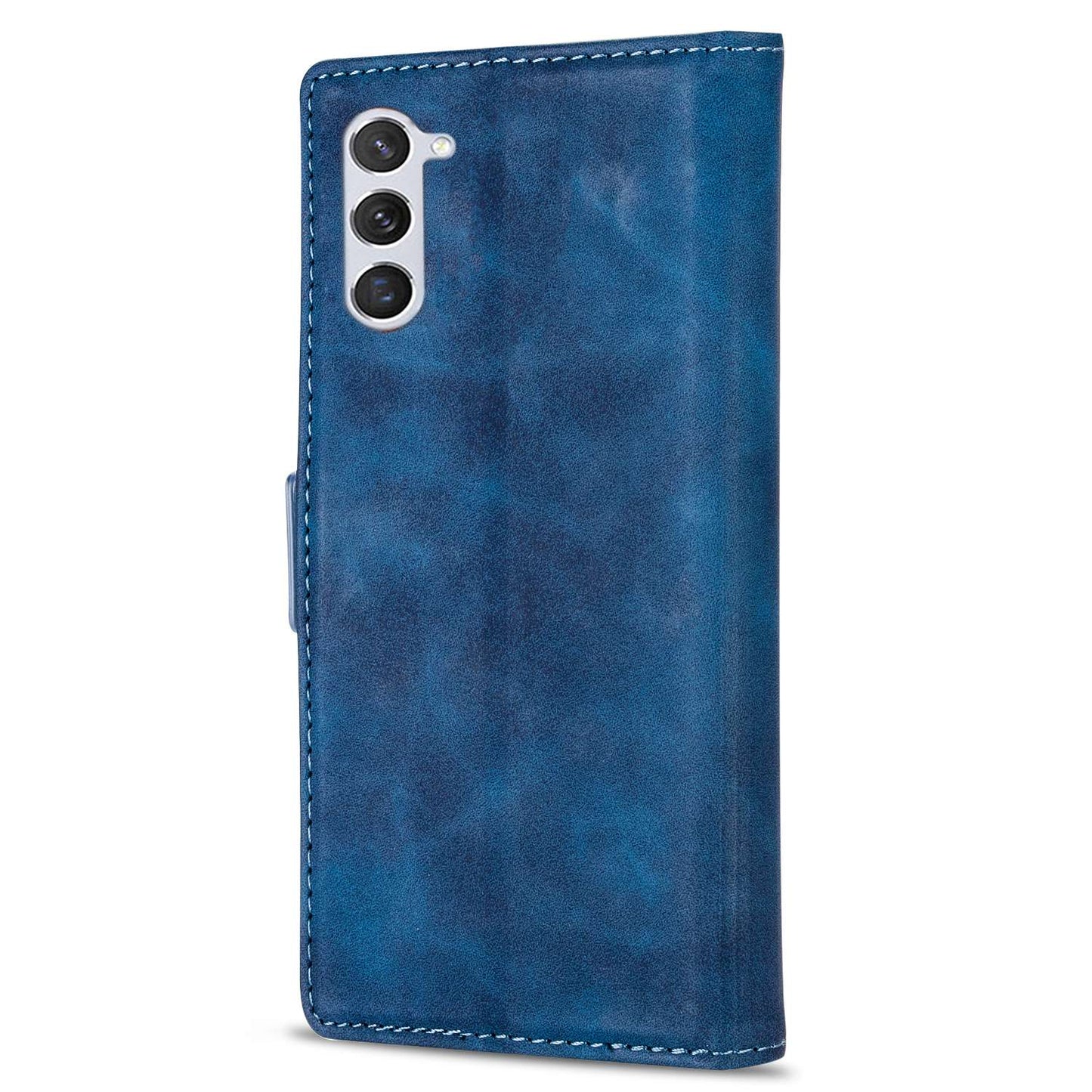 N.BEKUS For Samsung Galaxy S24+ Leather Case Solid Color Phone Cover - Blue