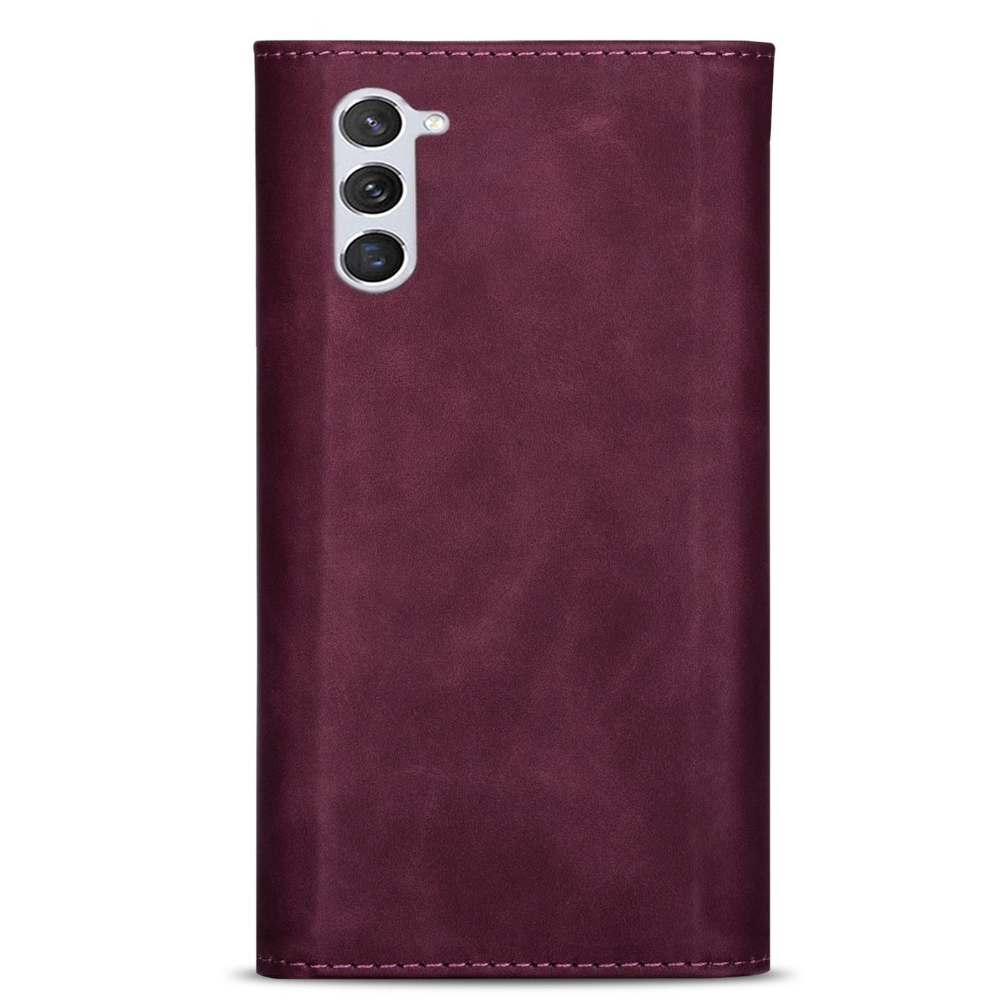 N.BEKUS For Samsung Galaxy S24+ Cover Skin-touch Cell Phone Cases with Short + Long Strap - Wine Red