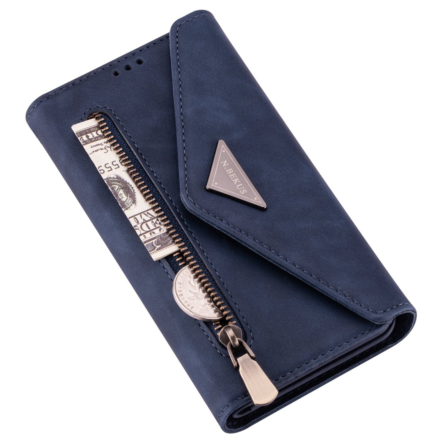 N.BEKUS For Samsung Galaxy S24+ Cover Skin-touch Cell Phone Cases with Short + Long Strap - Blue
