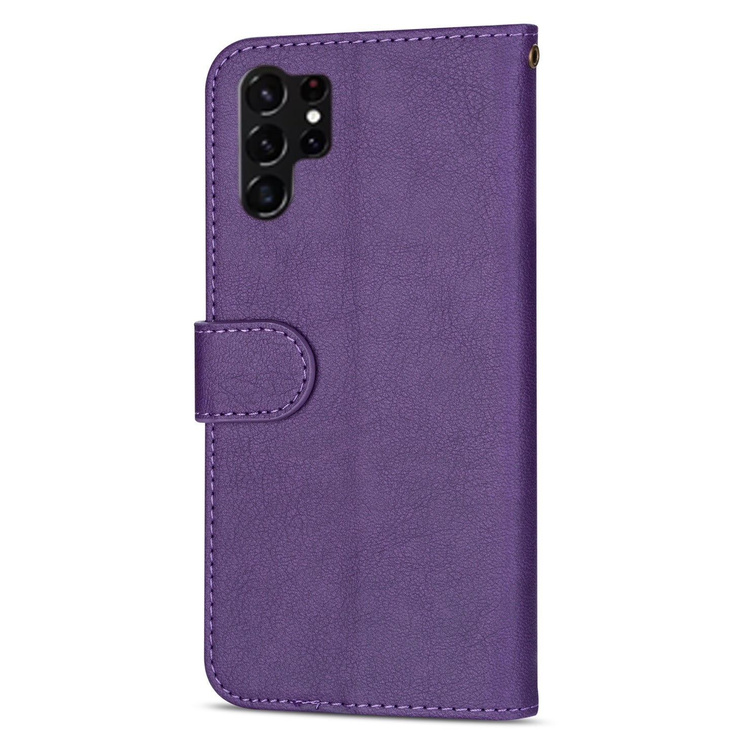 For Samsung Galaxy S24 Ultra Case Zipper Pocket Calf Texture Leather Phone Cover - Purple