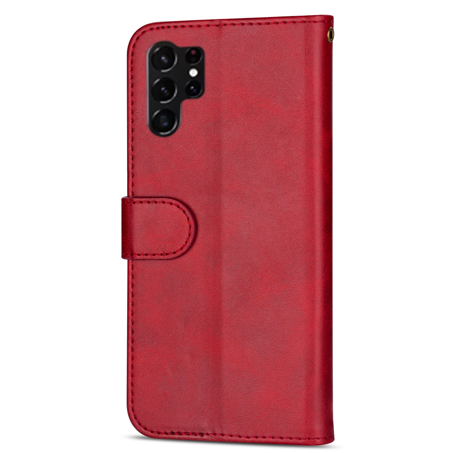 For Samsung Galaxy S24 Ultra Case Zipper Pocket Calf Texture Leather Phone Cover - Red