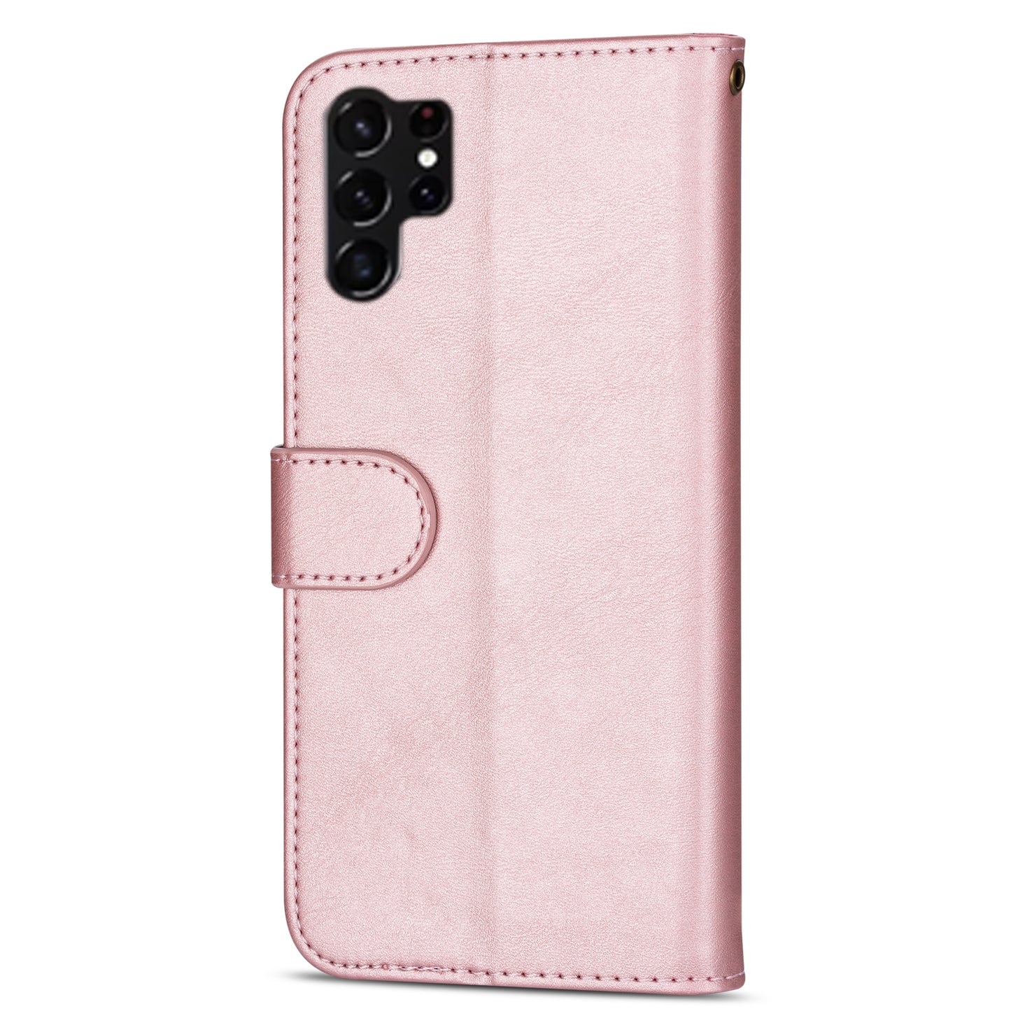 For Samsung Galaxy S24 Ultra Case Zipper Pocket Calf Texture Leather Phone Cover - Rose Gold