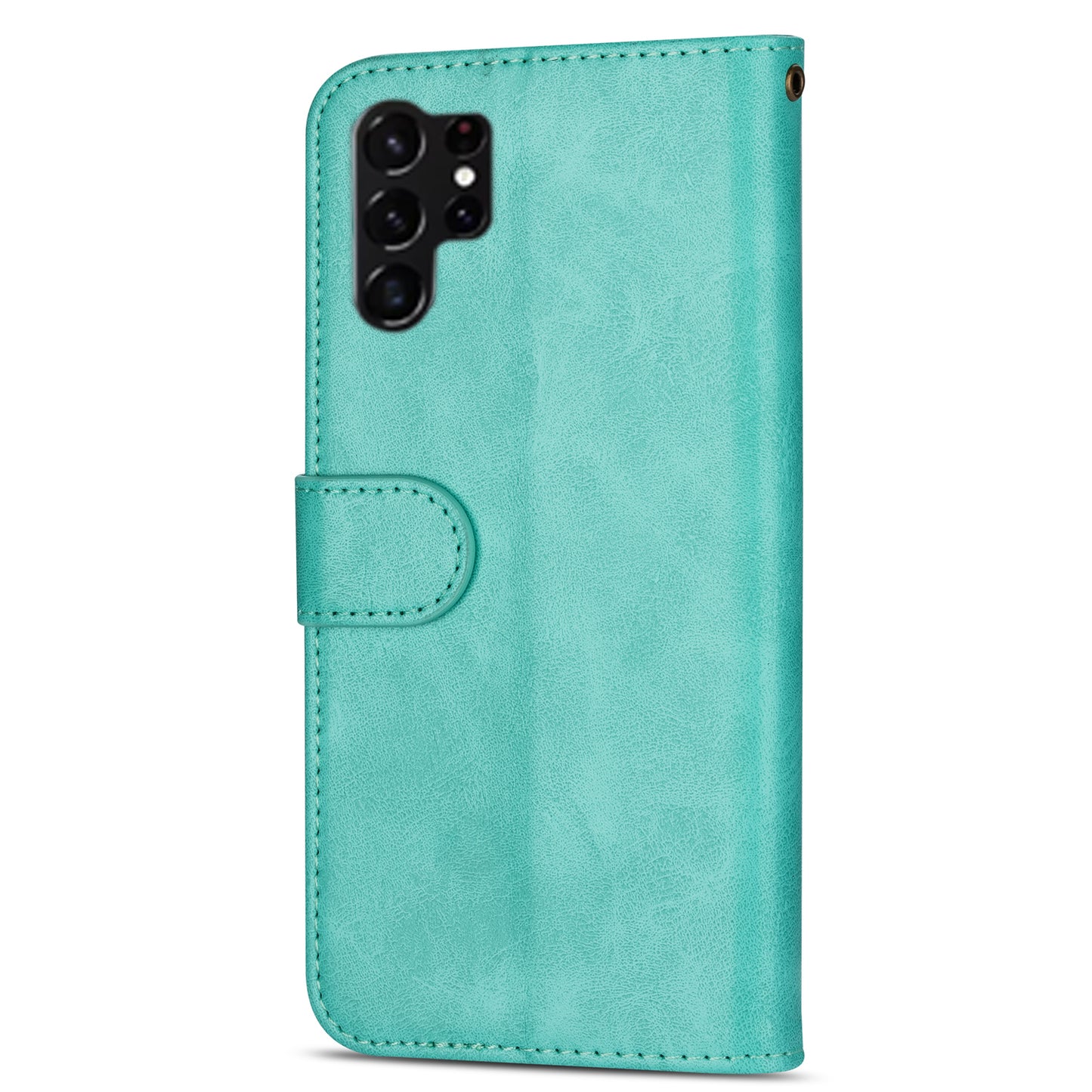 For Samsung Galaxy S24 Ultra Case Zipper Pocket Calf Texture Leather Phone Cover - Green