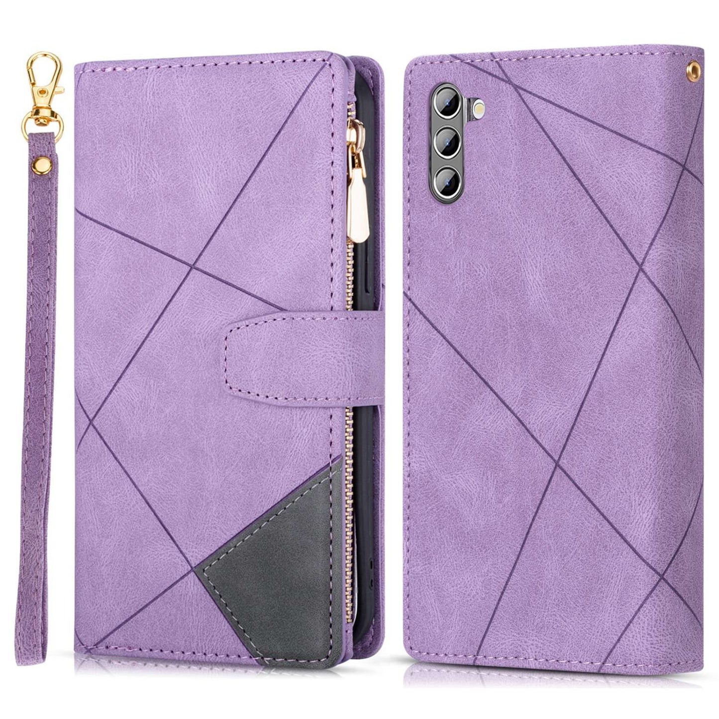For Samsung Galaxy S24 Leather Case Multiple Card Slots Phone Stand Cover - Purple
