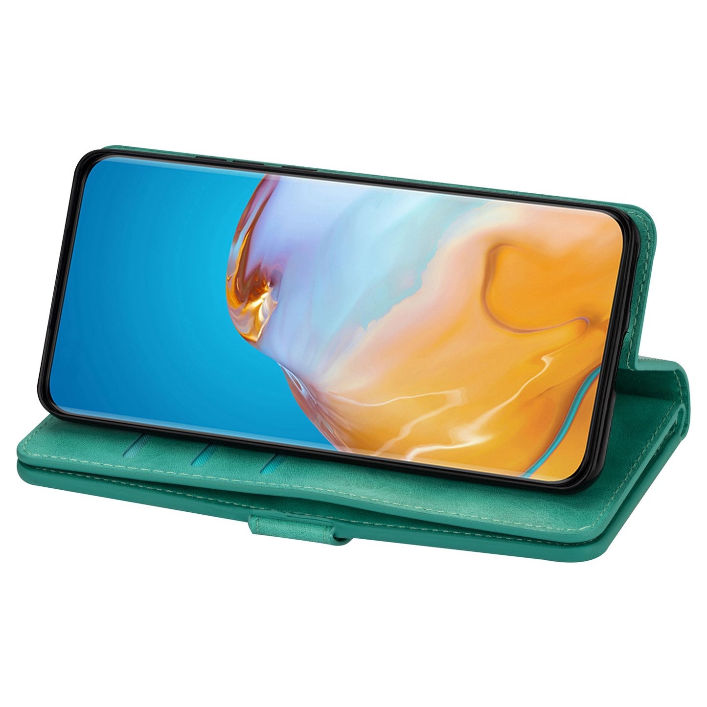 For Samsung Galaxy S24 Case Zipper Pocket Multifunctional Leather Phone Cover - Mint Green