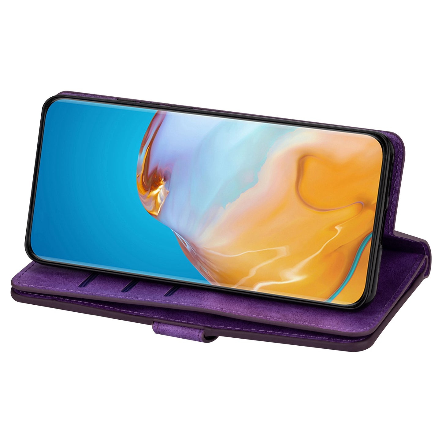 For Samsung Galaxy S24 Ultra Case Zipper Pocket Multiple Card Slots Phone Cover - Purple