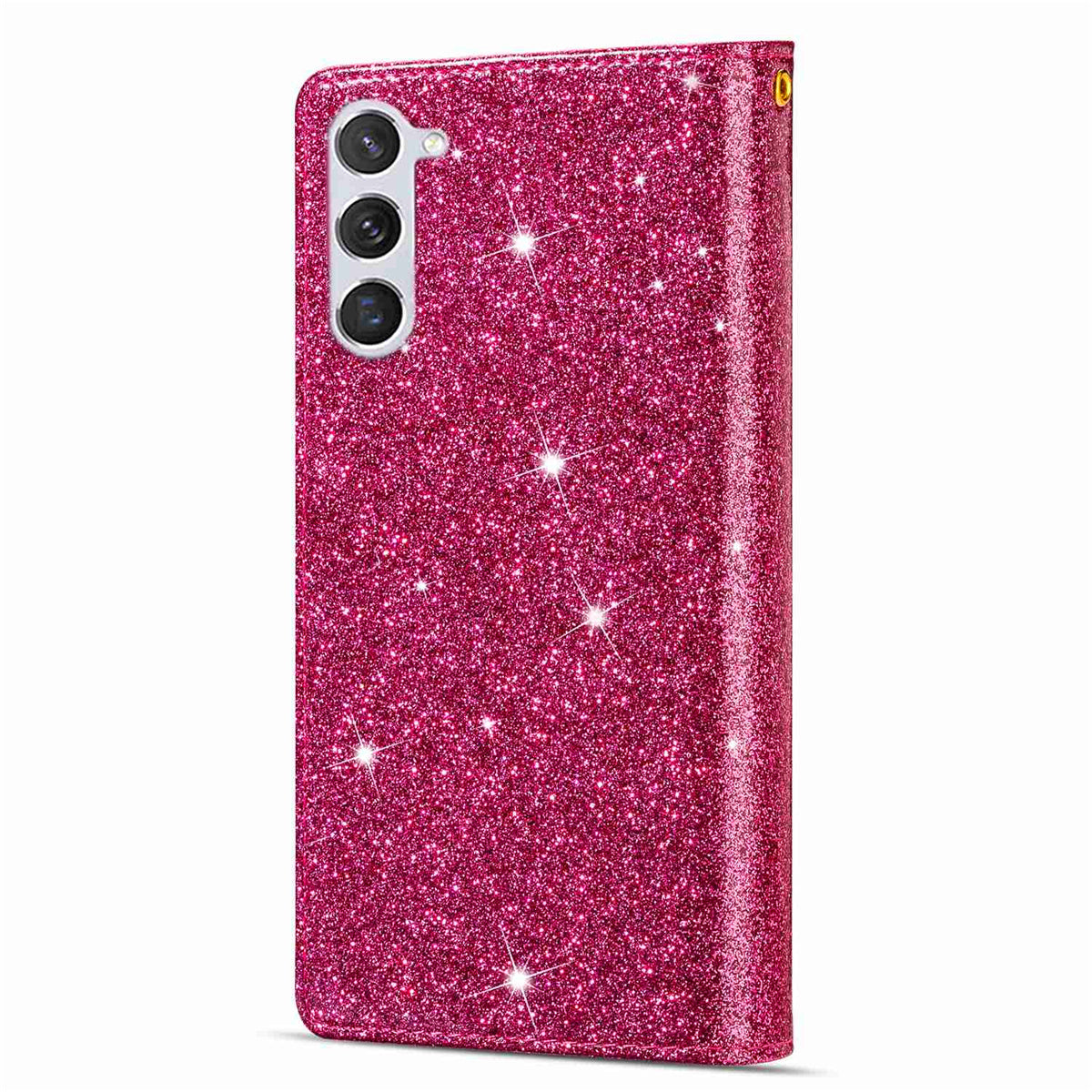 For Samsung Galaxy S24 Case Laser Carving Leather Phone Cover with Zipper Wallet - Rose