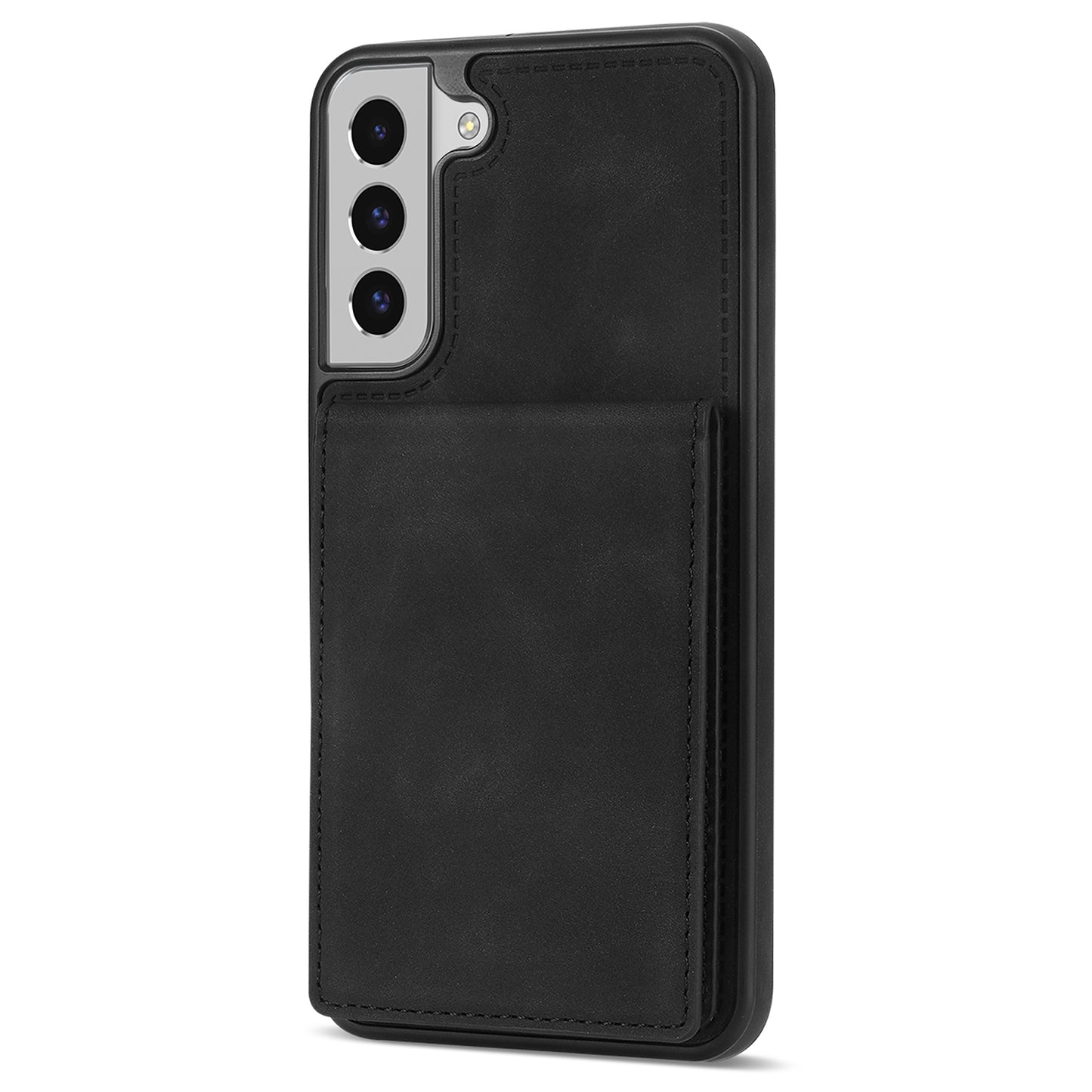 For Samsung Galaxy S24 Card Slots Phone Case RFID Blocking Leather Cover - Black
