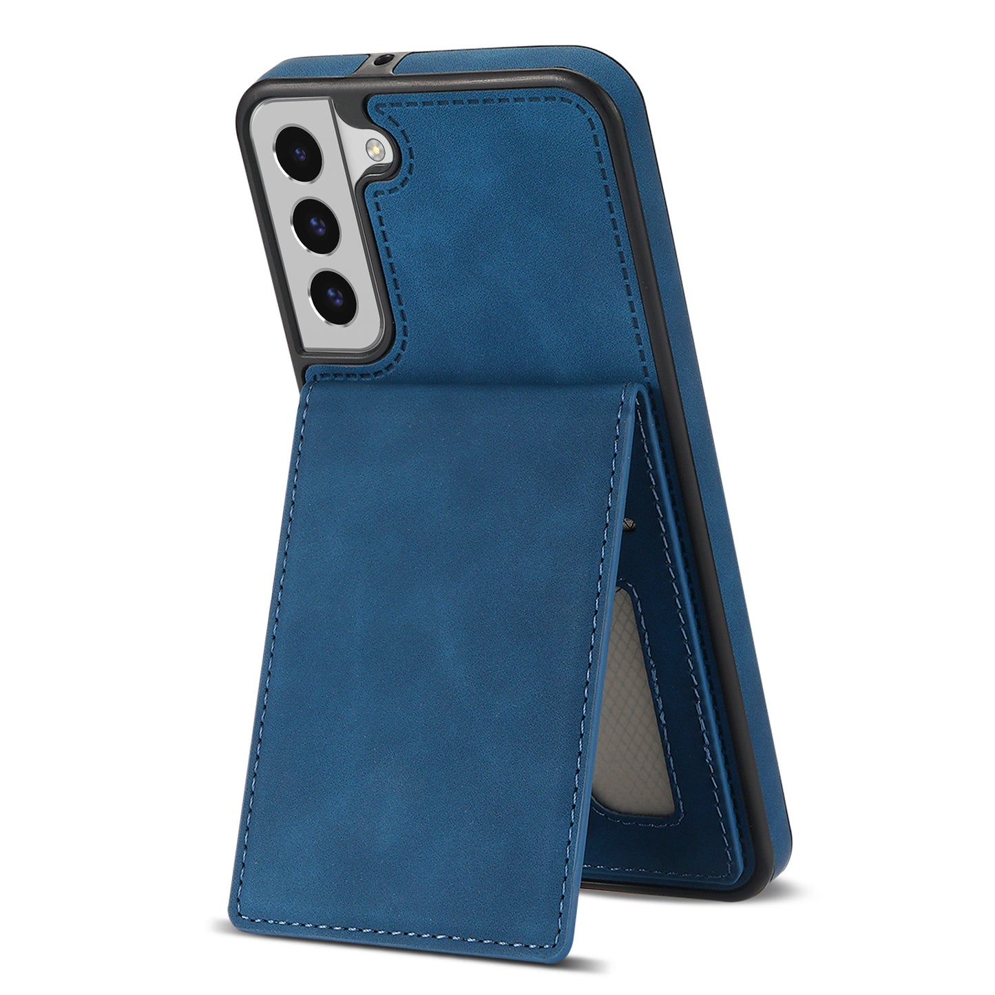 For Samsung Galaxy S24 Card Slots Phone Case RFID Blocking Leather Cover - Blue
