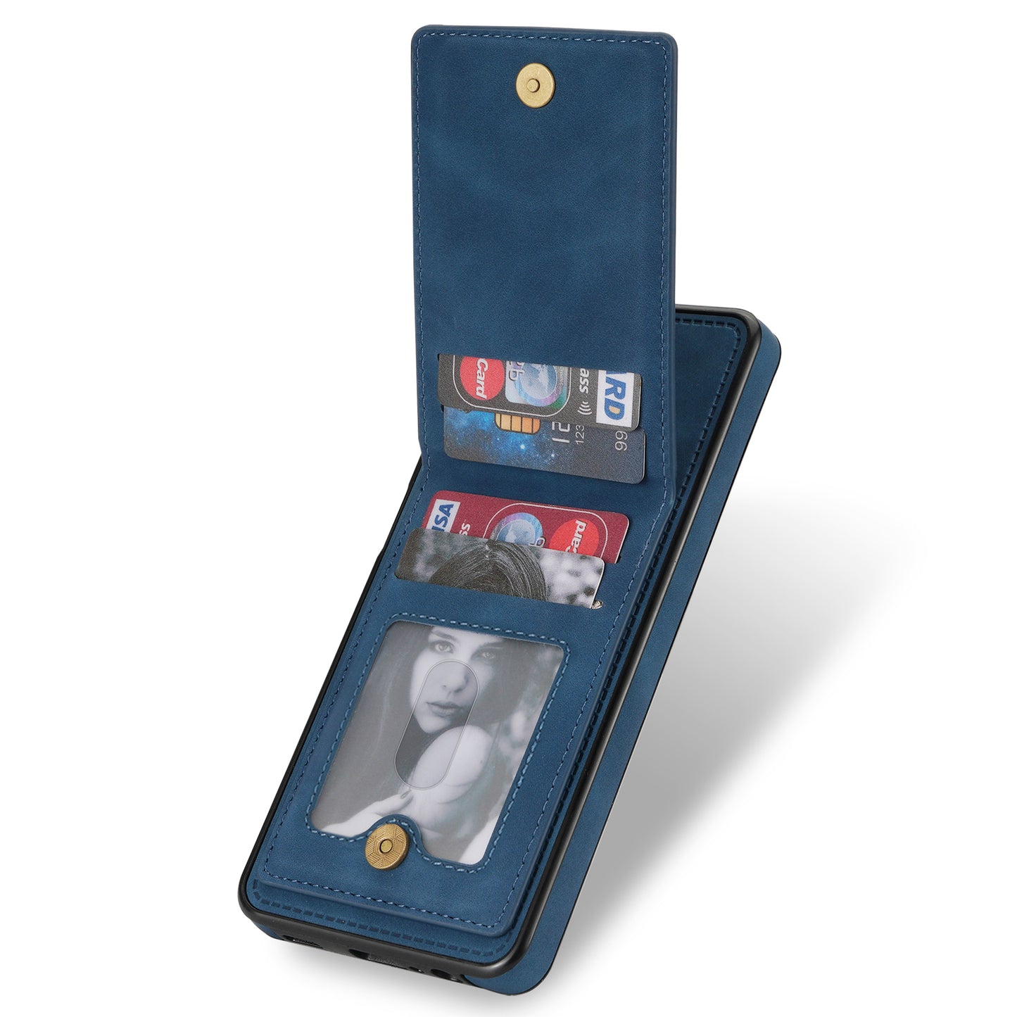 For Samsung Galaxy S24 Card Slots Phone Case RFID Blocking Leather Cover - Blue
