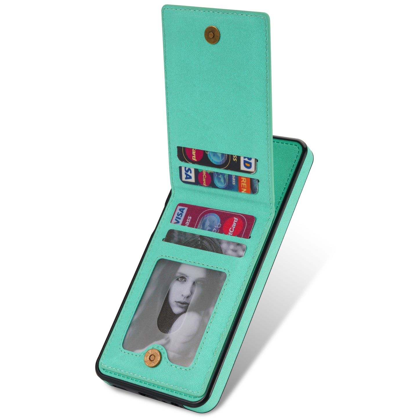 For Samsung Galaxy S24+ Solid Color Phone Case PU Leather Card Holder Cover - Fluorescent Green