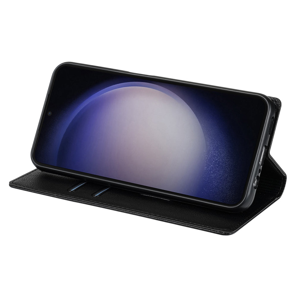 BKS-001 For Samsung Galaxy S24+ Case Anti-drop PU Leather Stand Card Holder Smart Phone Cover - Black