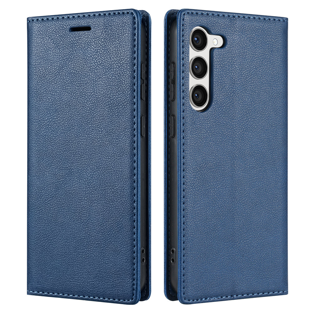 BKS-001 For Samsung Galaxy S24+ Case Anti-drop PU Leather Stand Card Holder Smart Phone Cover - Blue