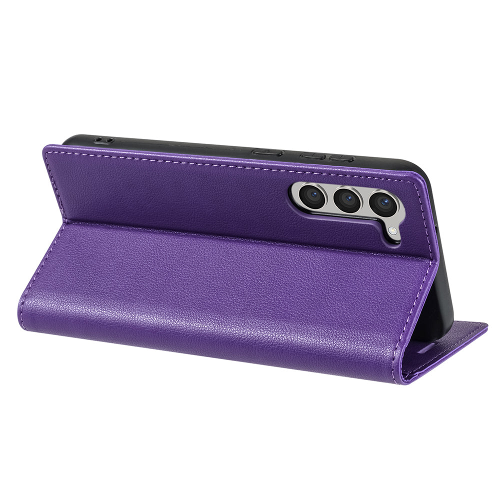 BKS-001 For Samsung Galaxy S24+ Case Anti-drop PU Leather Stand Card Holder Smart Phone Cover - Purple