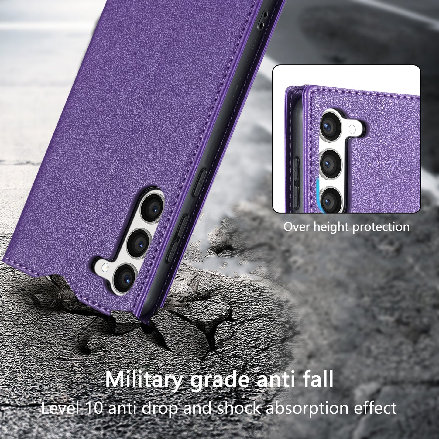 BKS-001 For Samsung Galaxy S24+ Case Anti-drop PU Leather Stand Card Holder Smart Phone Cover - Purple