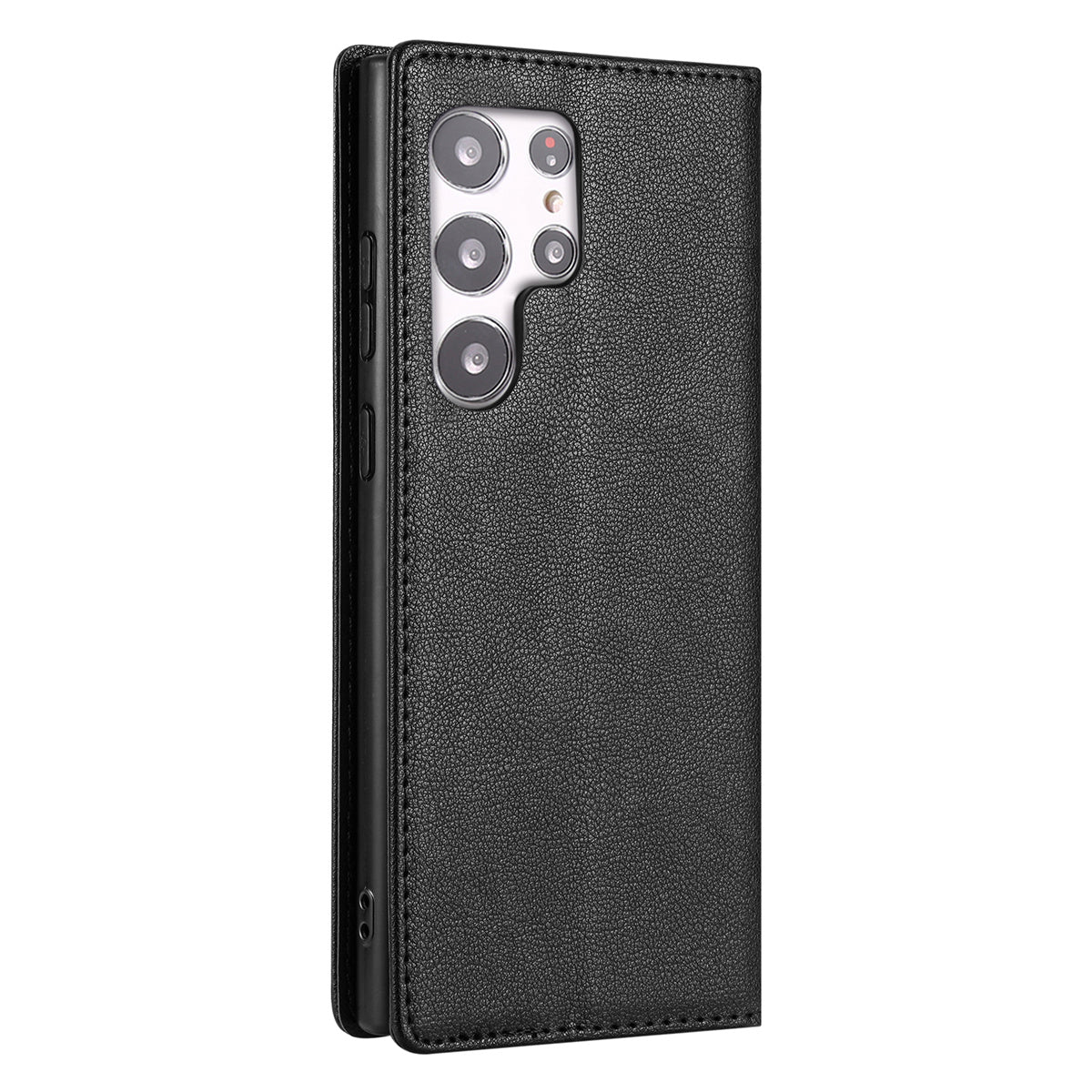 BKS-001 For Samsung Galaxy S24 Ultra Case PU Leather Stand Wallet Phone Protector - Black