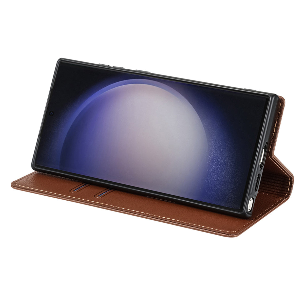 BKS-001 For Samsung Galaxy S24 Ultra Case PU Leather Stand Wallet Phone Protector - Brown
