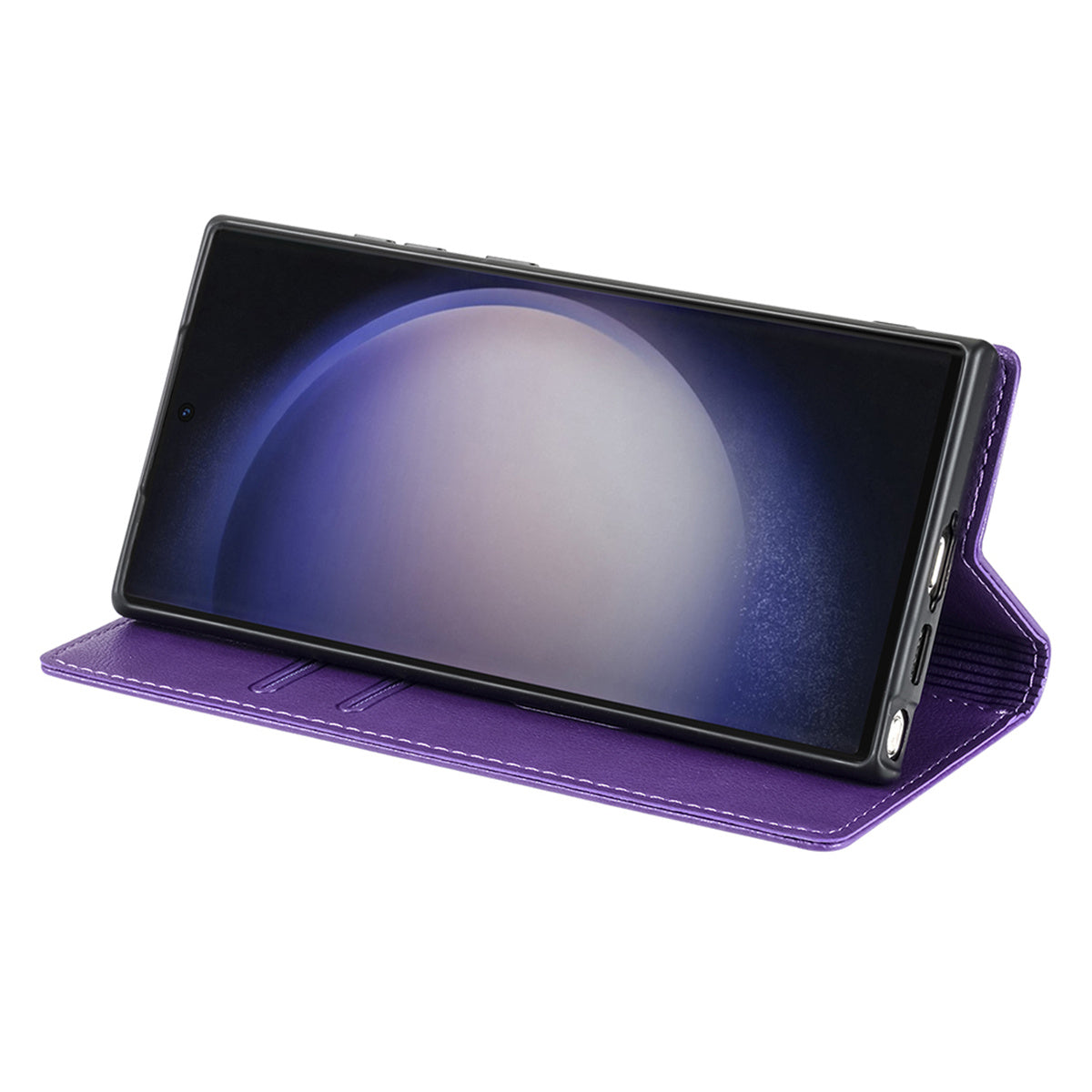 BKS-001 For Samsung Galaxy S24 Ultra Case PU Leather Stand Wallet Phone Protector - Purple