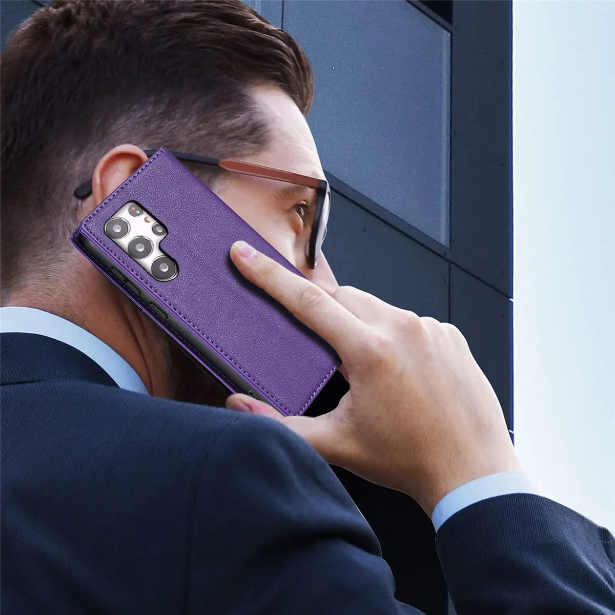 BKS-001 For Samsung Galaxy S24 Ultra Case PU Leather Stand Wallet Phone Protector - Purple