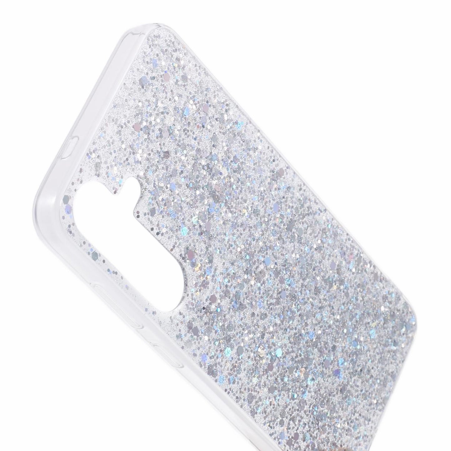 For Samsung Galaxy S24+ Case Anti-scratch Glittery Phone TPU Cover - Silver