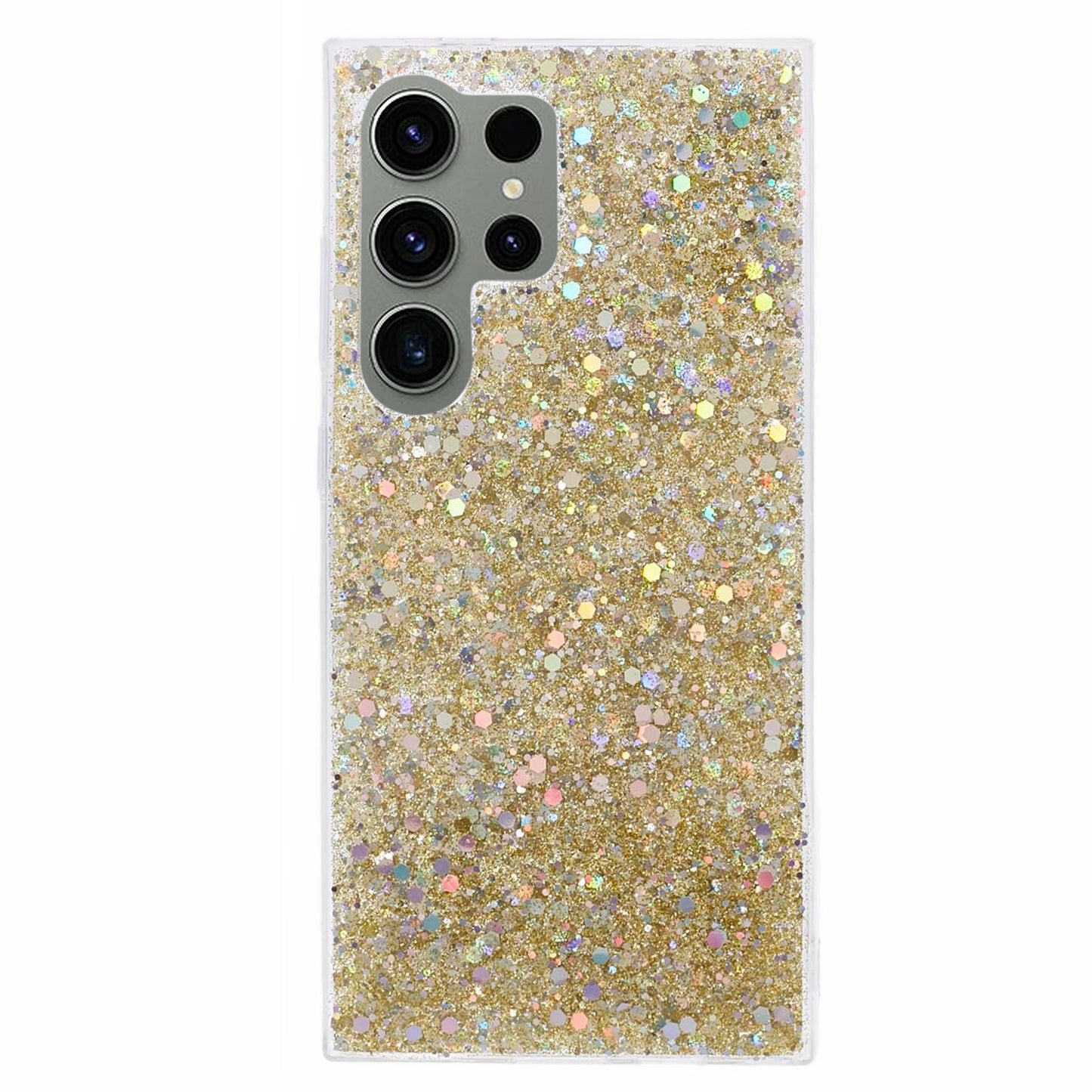 For Samsung Galaxy S24 Ultra Case Shiny Glitter Sequins Soft TPU Phone Cover - Gold