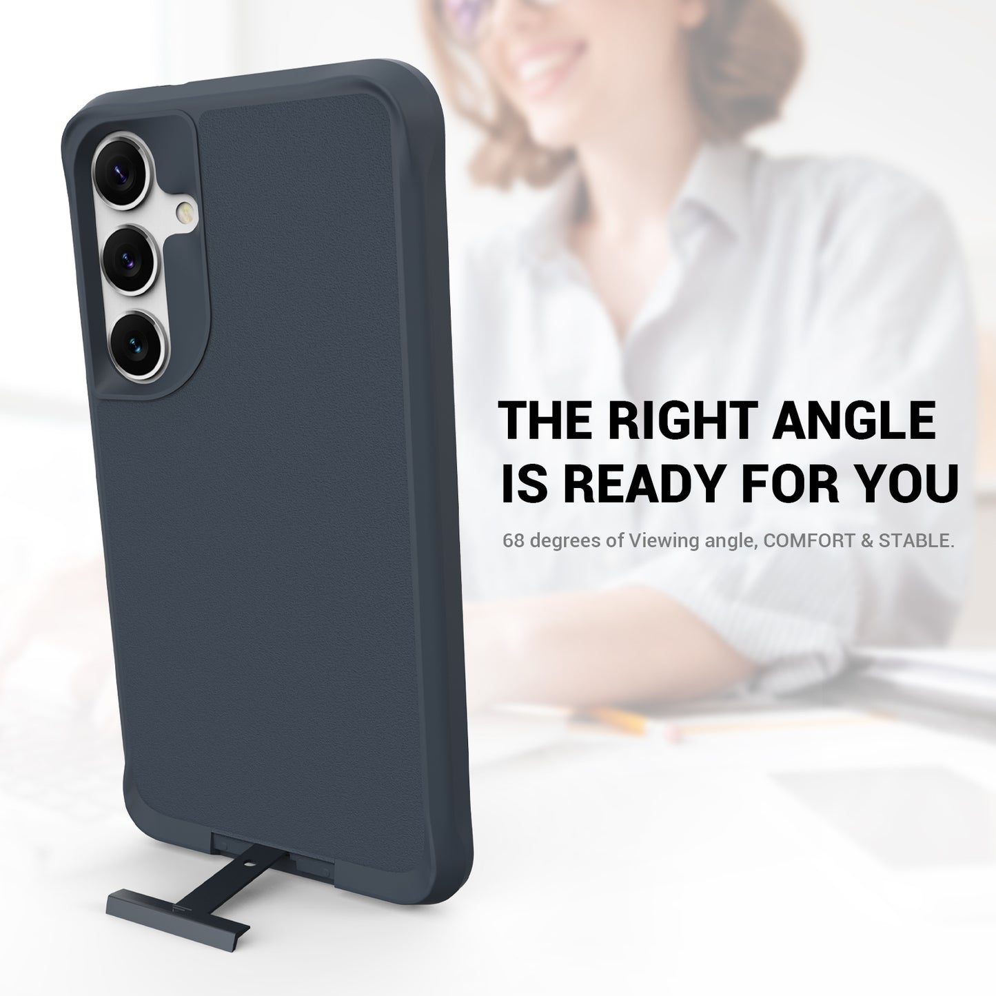 Taurustar Series For Samsung Galaxy S24+ Magnetic Phone Case PC+TPU Drop-resistant Kickstand Back Cover - Grey Blue