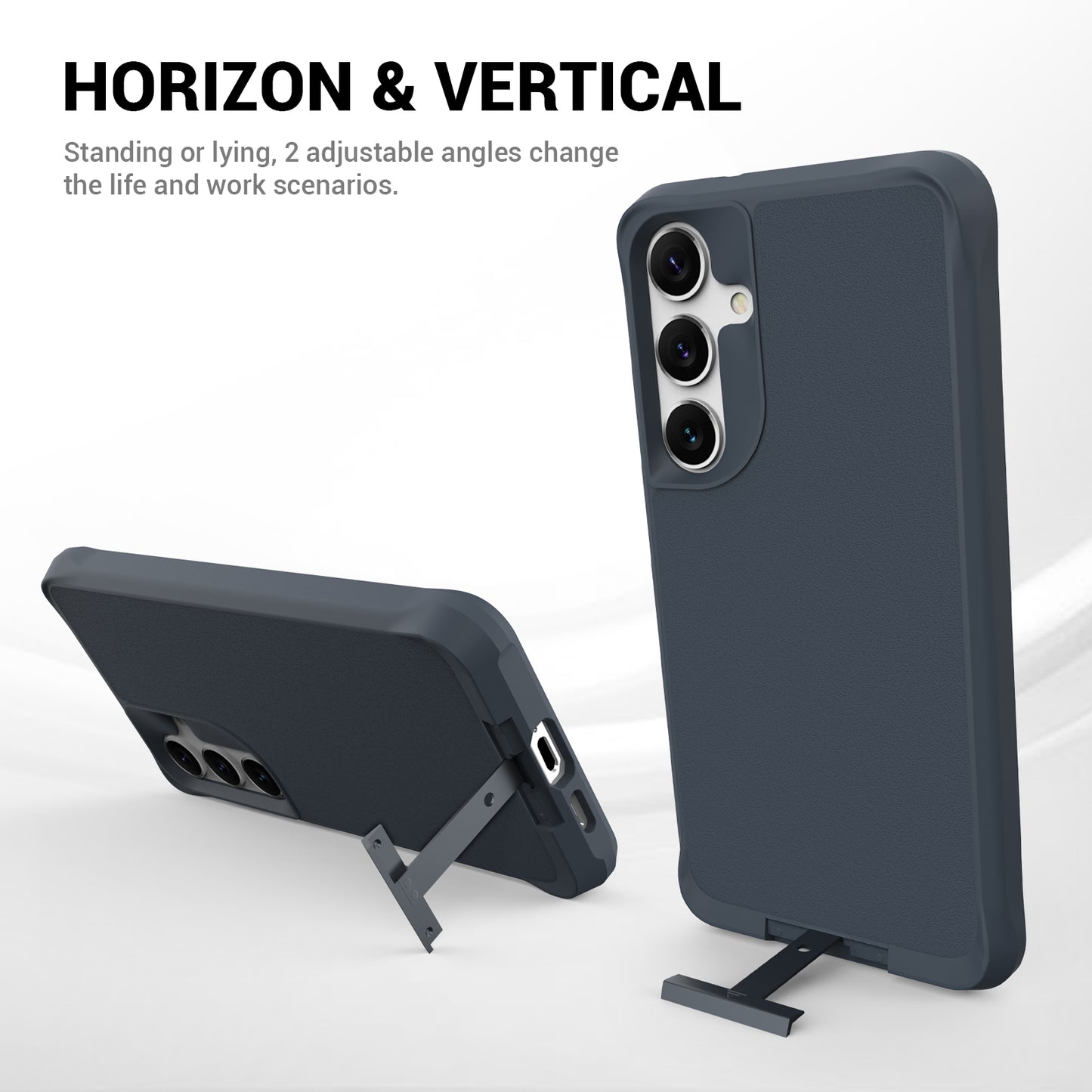 Taurustar Series For Samsung Galaxy S24+ Magnetic Phone Case PC+TPU Drop-resistant Kickstand Back Cover - Grey Blue