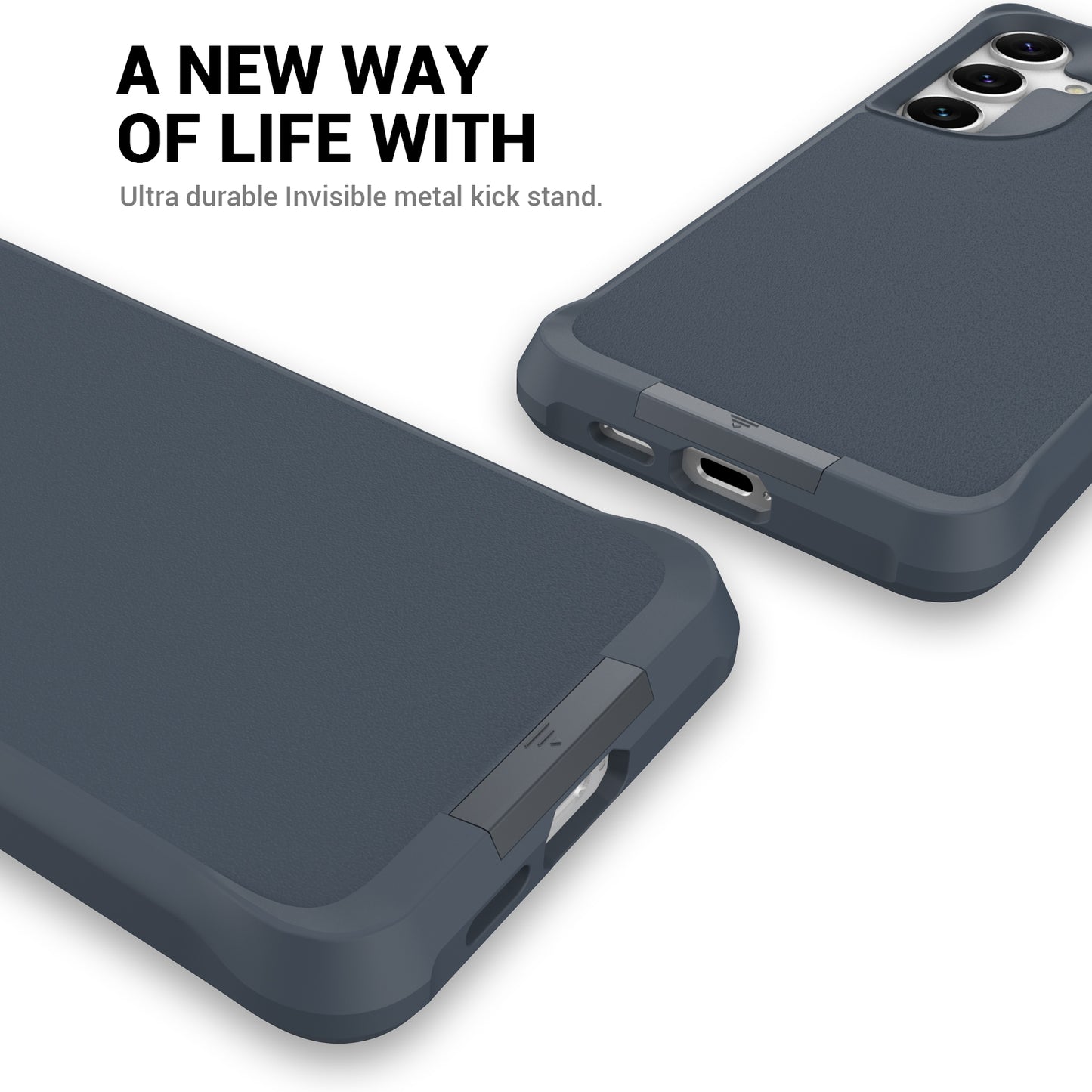 Taurustar Series For Samsung Galaxy S24+ Magnetic Phone Case PC+TPU Drop-resistant Kickstand Back Cover - Grey Blue