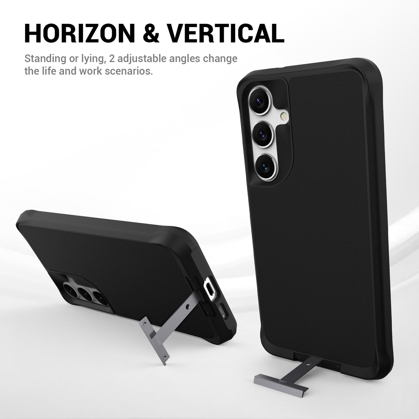 Taurustar Series For Samsung Galaxy S24+ Magnetic Phone Case PC+TPU Drop-resistant Kickstand Back Cover - Black