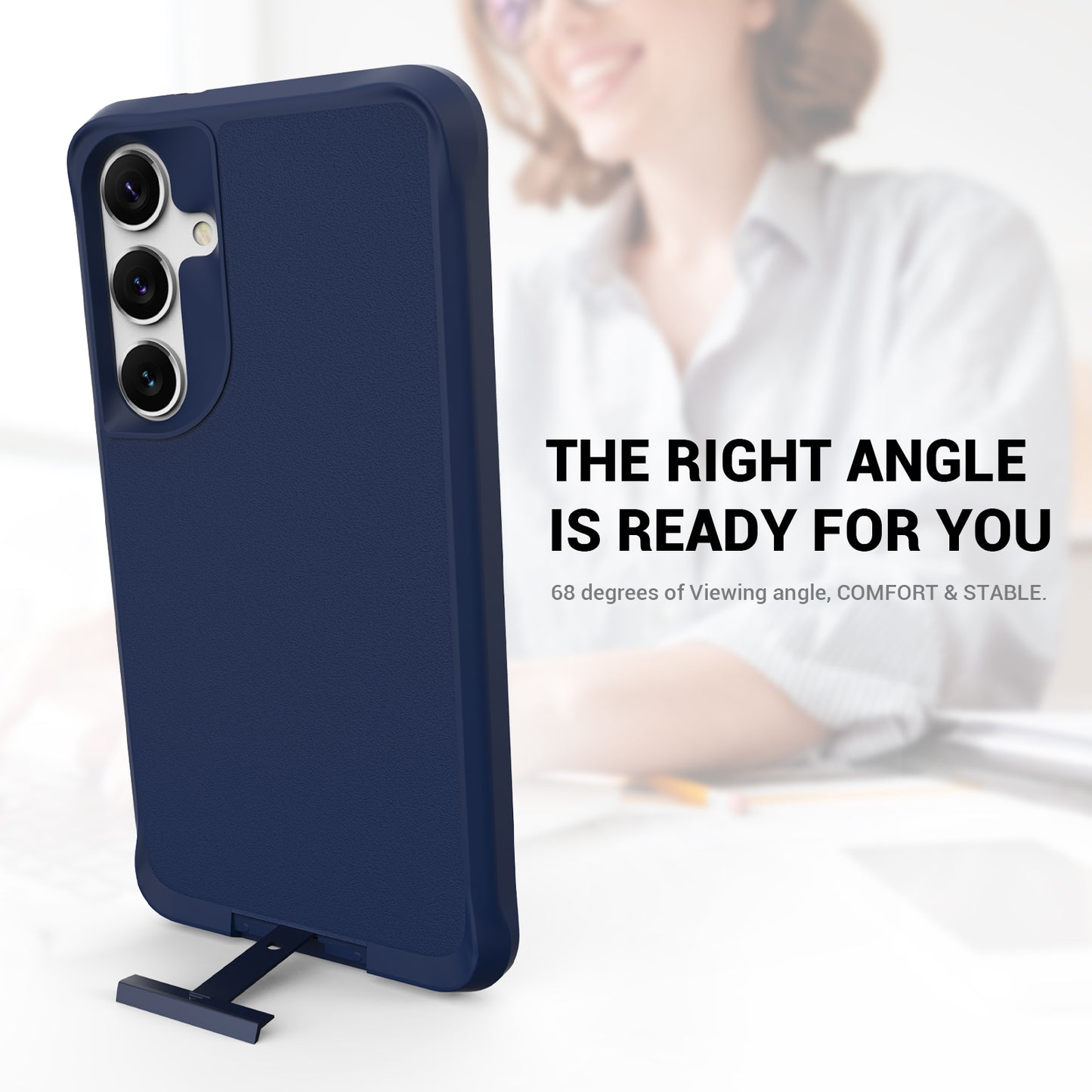 Taurustar Series For Samsung Galaxy S24+ Magnetic Phone Case PC+TPU Drop-resistant Kickstand Back Cover - Blue