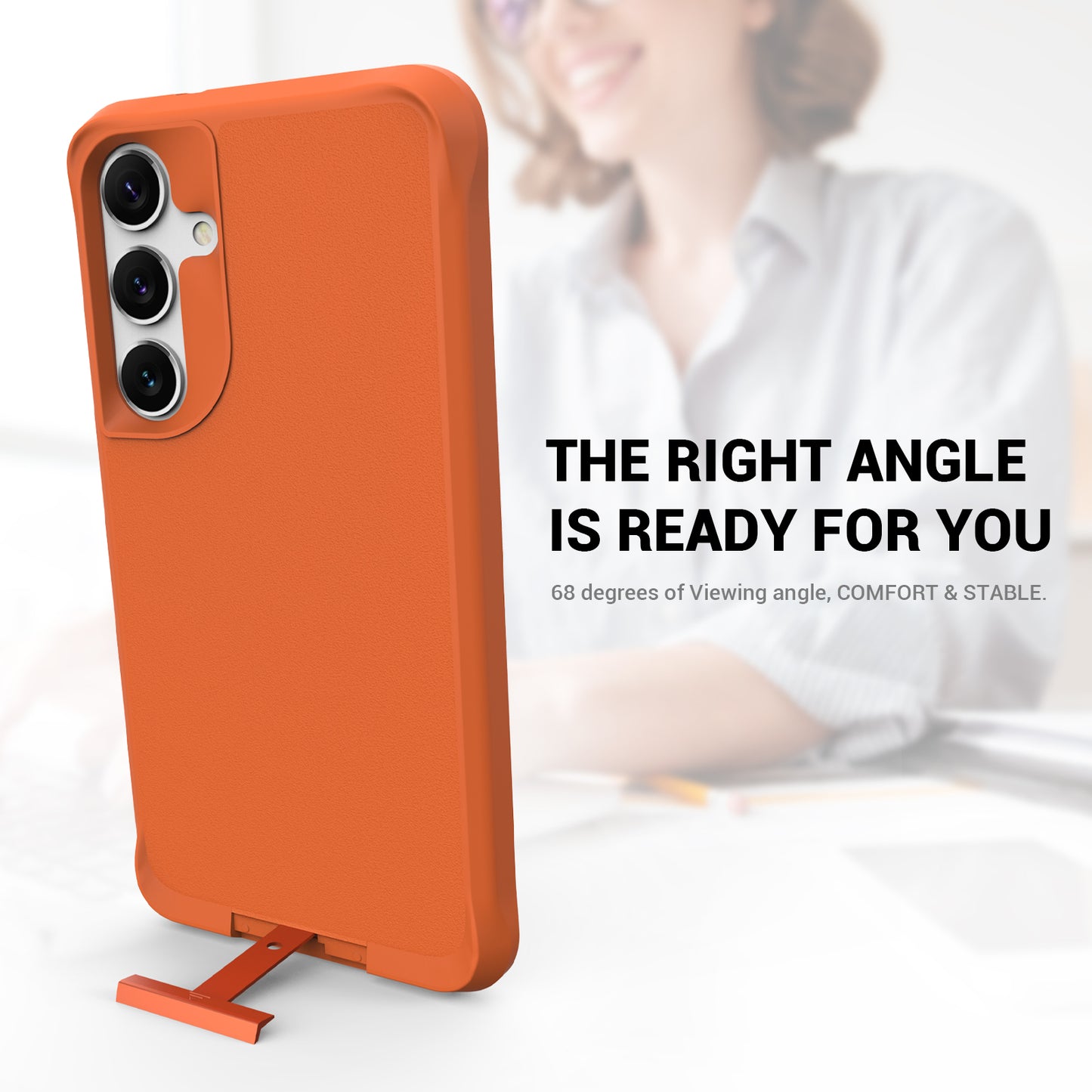 Taurustar Series For Samsung Galaxy S24+ Magnetic Phone Case PC+TPU Drop-resistant Kickstand Back Cover - Orange