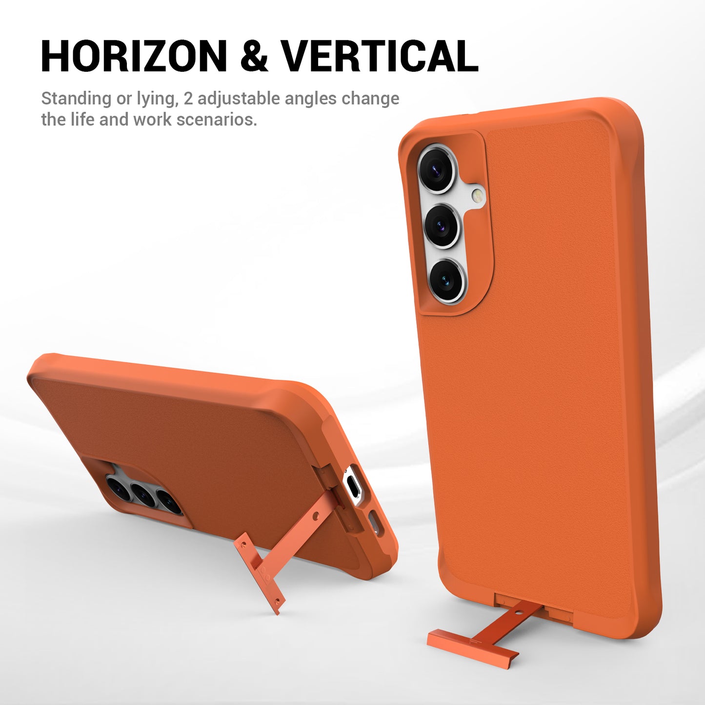 Taurustar Series For Samsung Galaxy S24+ Magnetic Phone Case PC+TPU Drop-resistant Kickstand Back Cover - Orange