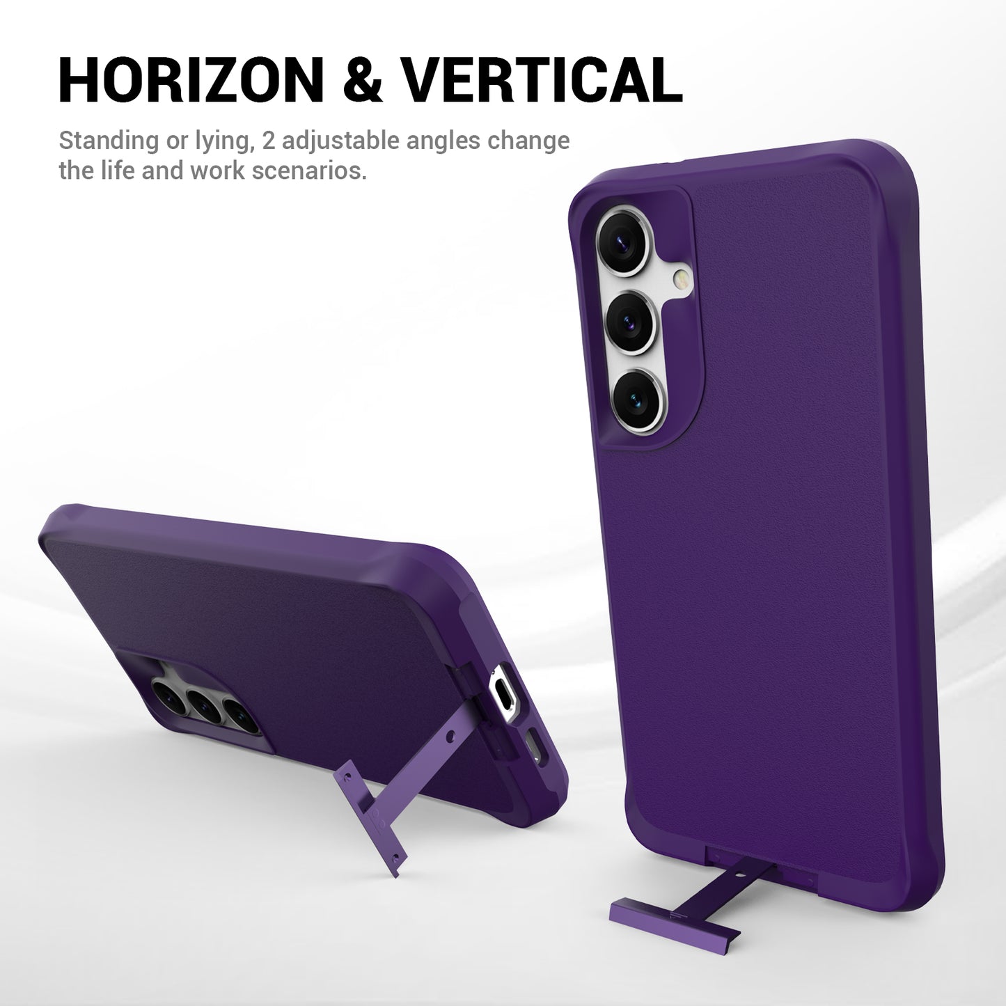 Taurustar Series For Samsung Galaxy S24+ Magnetic Phone Case PC+TPU Drop-resistant Kickstand Back Cover - Purple
